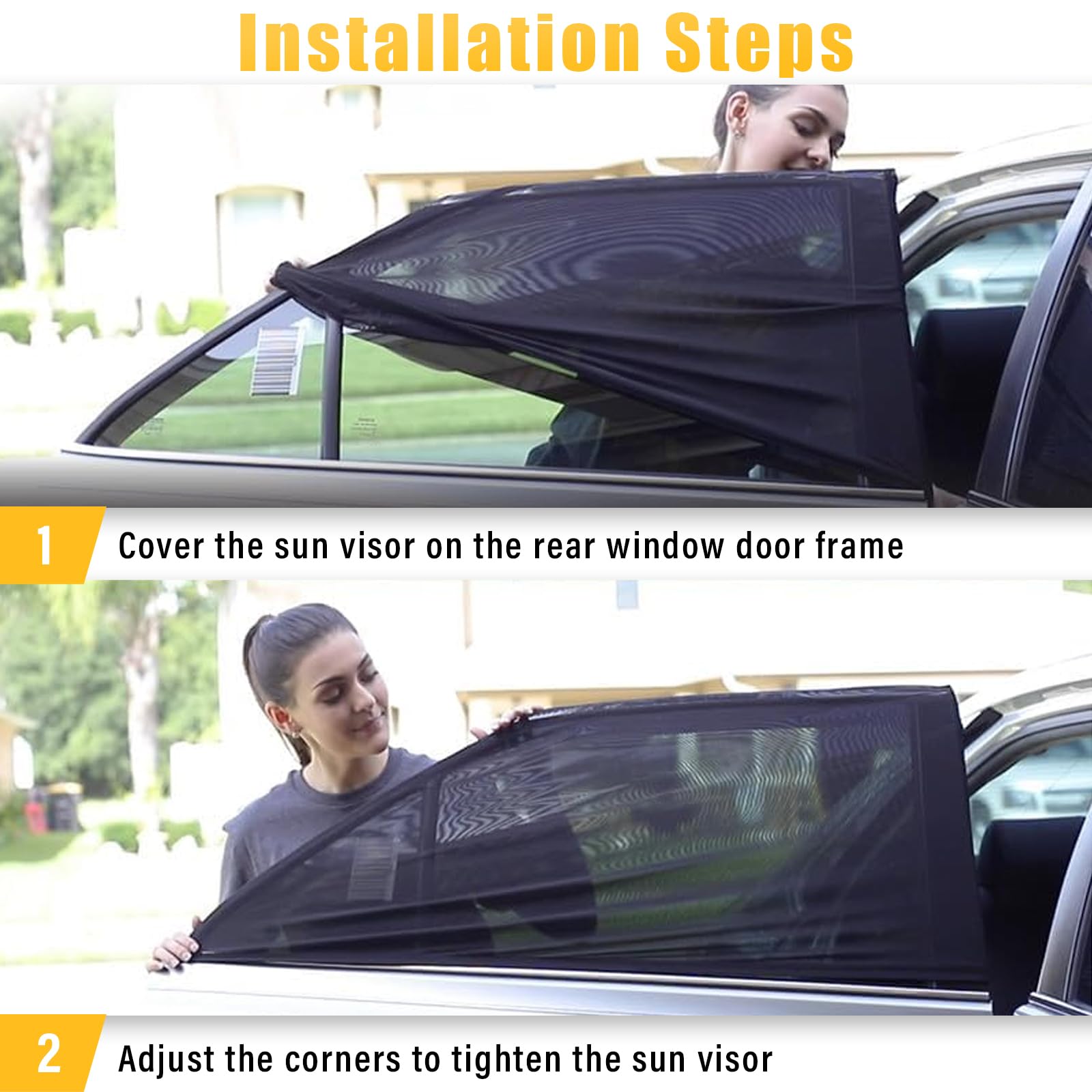 Kewucn 4 Pack Car Window Shades - Sun Blocking & UV Protection for Baby, Family & Pets | Breathable Mesh Auto Window Covers | Universal Fit for Most Cars & SUVs (Front & Back Windows) | Perfect for Road Trips, Baby Naps & Pet Safety