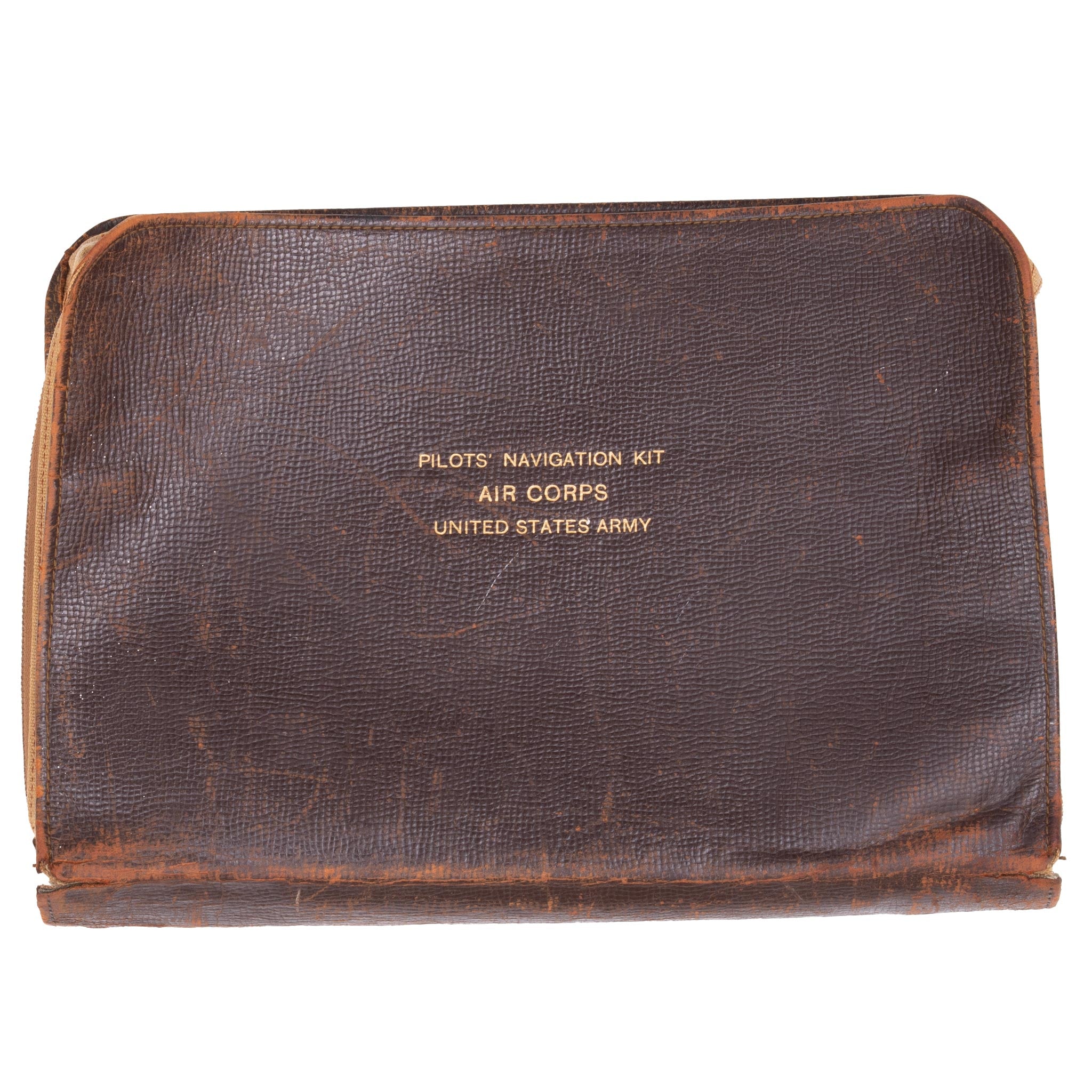 Vintage US Army Air Corps Pilot Navigation Kit Zip Leather Briefcase 1950s - Authentic WWII Military Collectible for Aviation Enthusiasts & History Buffs - Perfect for Display, Reenactments, and Gift Giving
