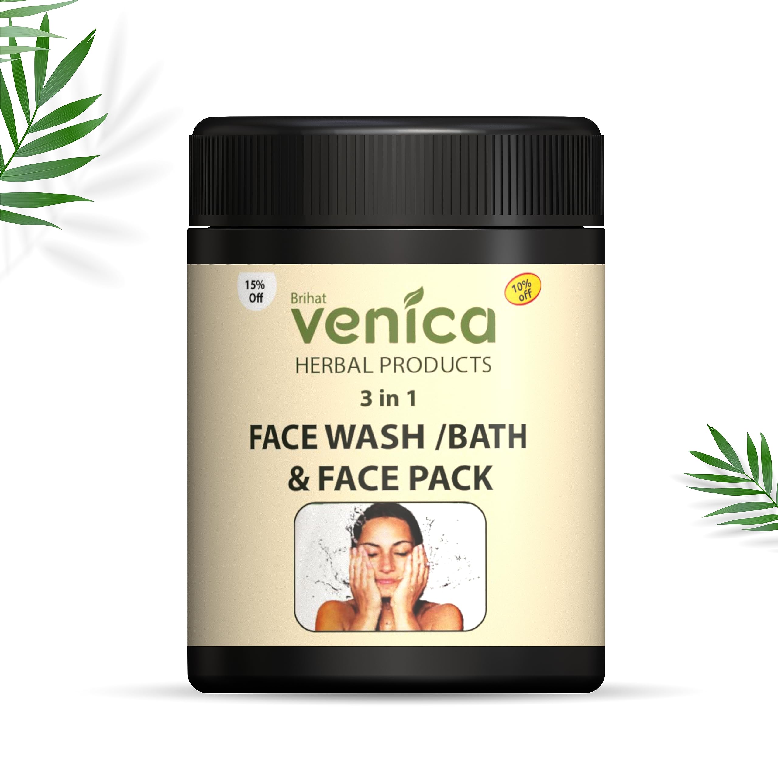Venica Herbal Face Pack - 180gm | 100% Natural Tan Removal Cream for Soft, Even Skin Tone | Brightening Facial Mask for Daily Skincare & Glowing Complexion