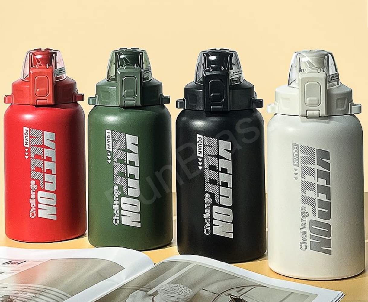 FunBlast 1000ML Insulated Stainless Steel Water Bottle - Hot & Cold Thermos Flask, BPA-Free 304 Stainless Steel Gallon Bottle for Gym, Hiking, Office & Outdoor Activities (Green)
