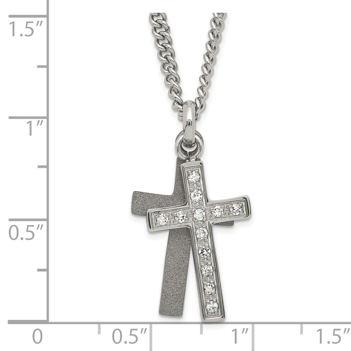 Stainless Steel Laser-Cut CZ Cross Pendant Necklace for Women - Elegant Religious Jewelry Gift for Baptism, Confirmation & Everyday Wear