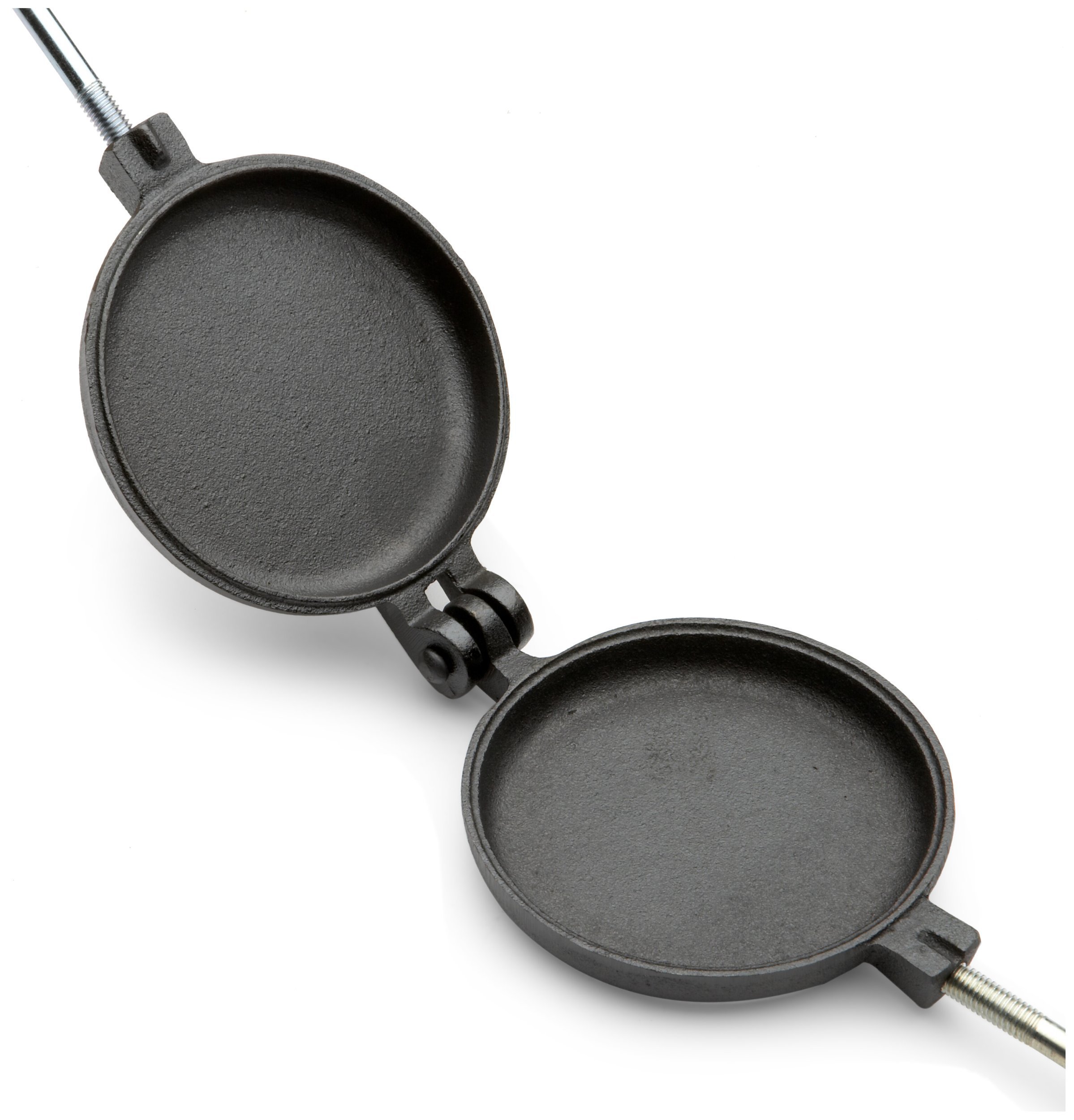 Old Mountain Pre-Seasoned Round Pie Iron - 28 Inch Long Cast Iron Pie Maker for Campfire, Grilling & Outdoor Cooking - Perfect for Pies, Sandwiches & Desserts