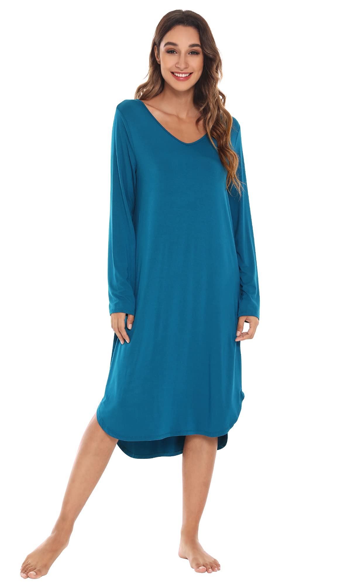 Soft Bamboo Nightgowns for Women - Long Sleeve Comfy Sleep Shirts & Nightshirts - Plus Size Pajamas S-4X - Perfect for Relaxing at Home or Cozy Winter Nights