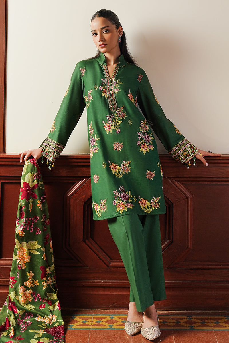 GREEN OASIS 3-Piece Satin Embroidered Suit Set for Women | Elegant Formal Outfit | Perfect for Weddings, Parties & Special Occasions