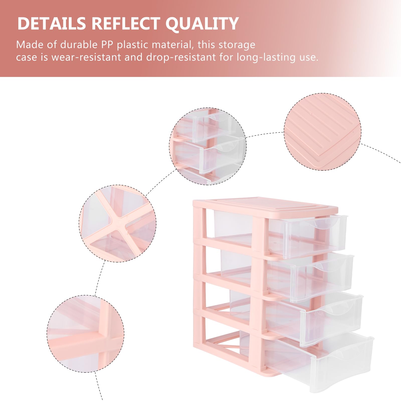 DOITOOL 4-Drawer Plastic Desktop Organizer - Teacher Toolbox, Office Storage Cube for Supplies, 12