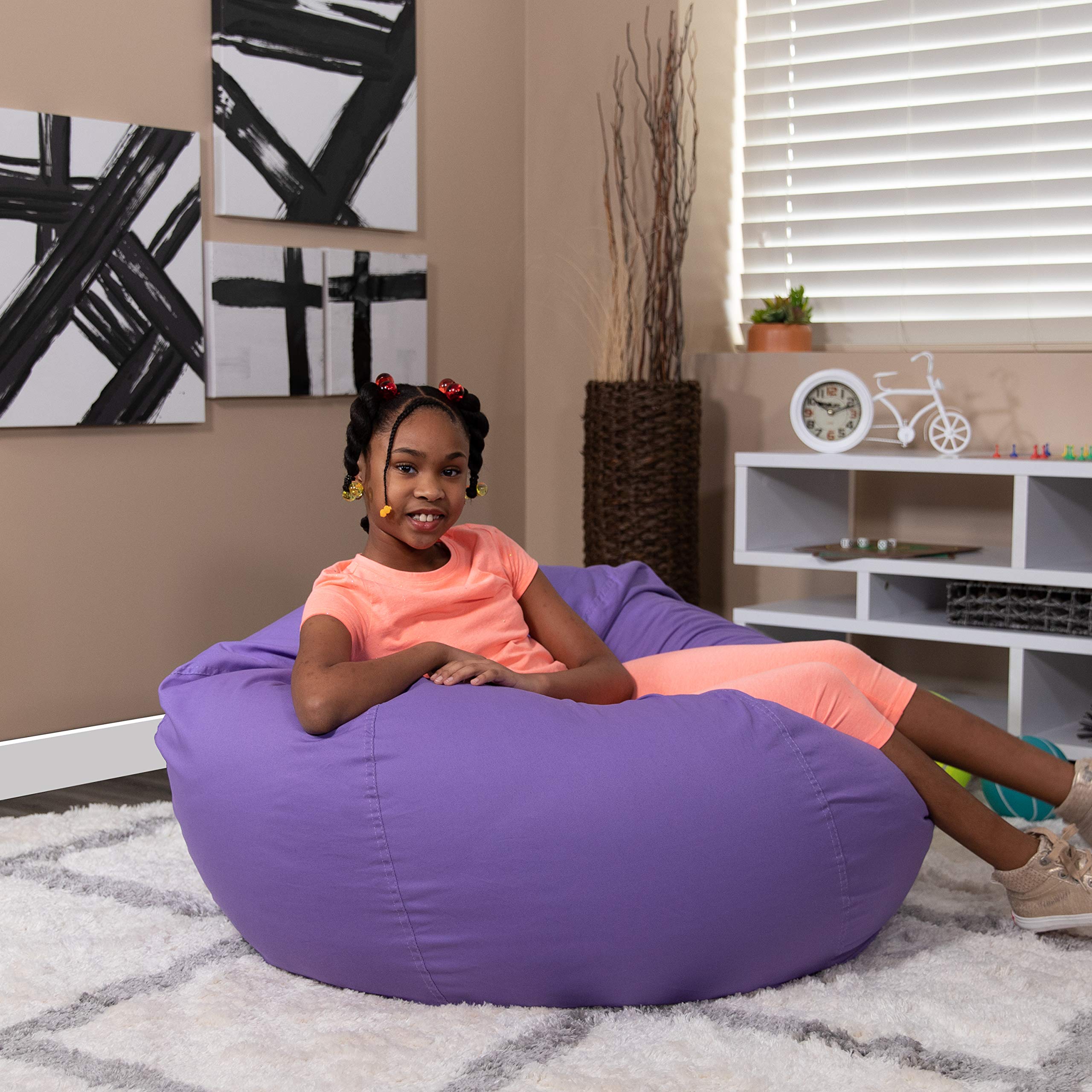 Extra Large Solid Purple Bean Bag Chair for Kids & Adults - Perfect for Lounging, Gaming & Relaxing in Bedrooms & Living Rooms