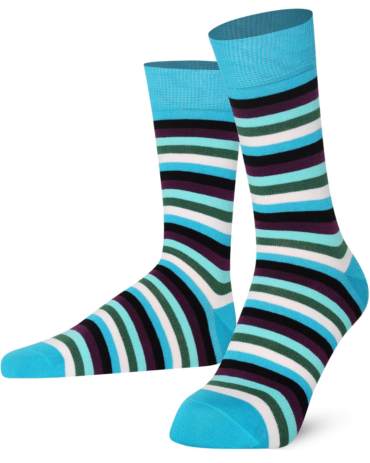 Mysocks® 5 Pairs Men's Cotton Striped Socks - Breathable Casual Crew Socks for Everyday Wear, Work & Sports