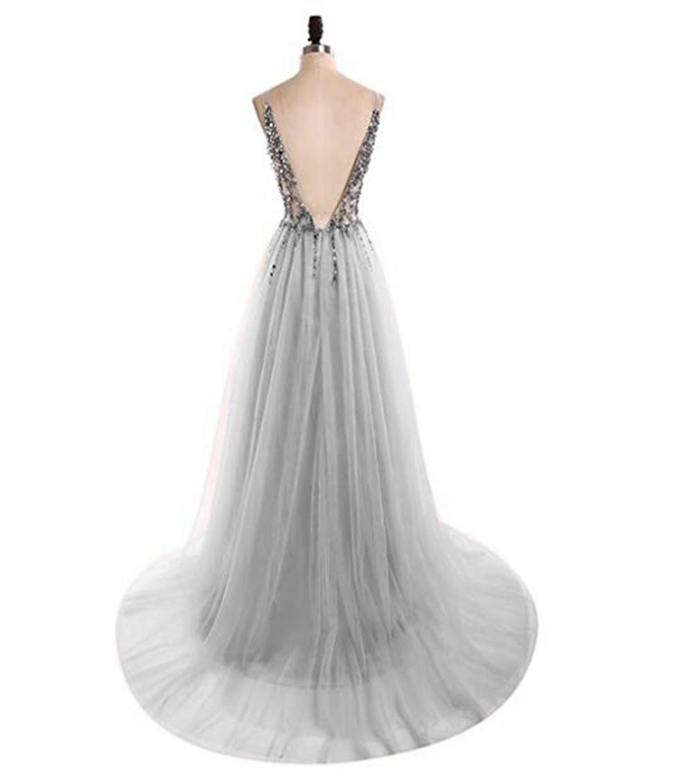 Sparkling Beaded Evening Gown for Women - Elegant Long Formal Prom Dress with High Slit | Perfect for Weddings, Galas & Special Occasions