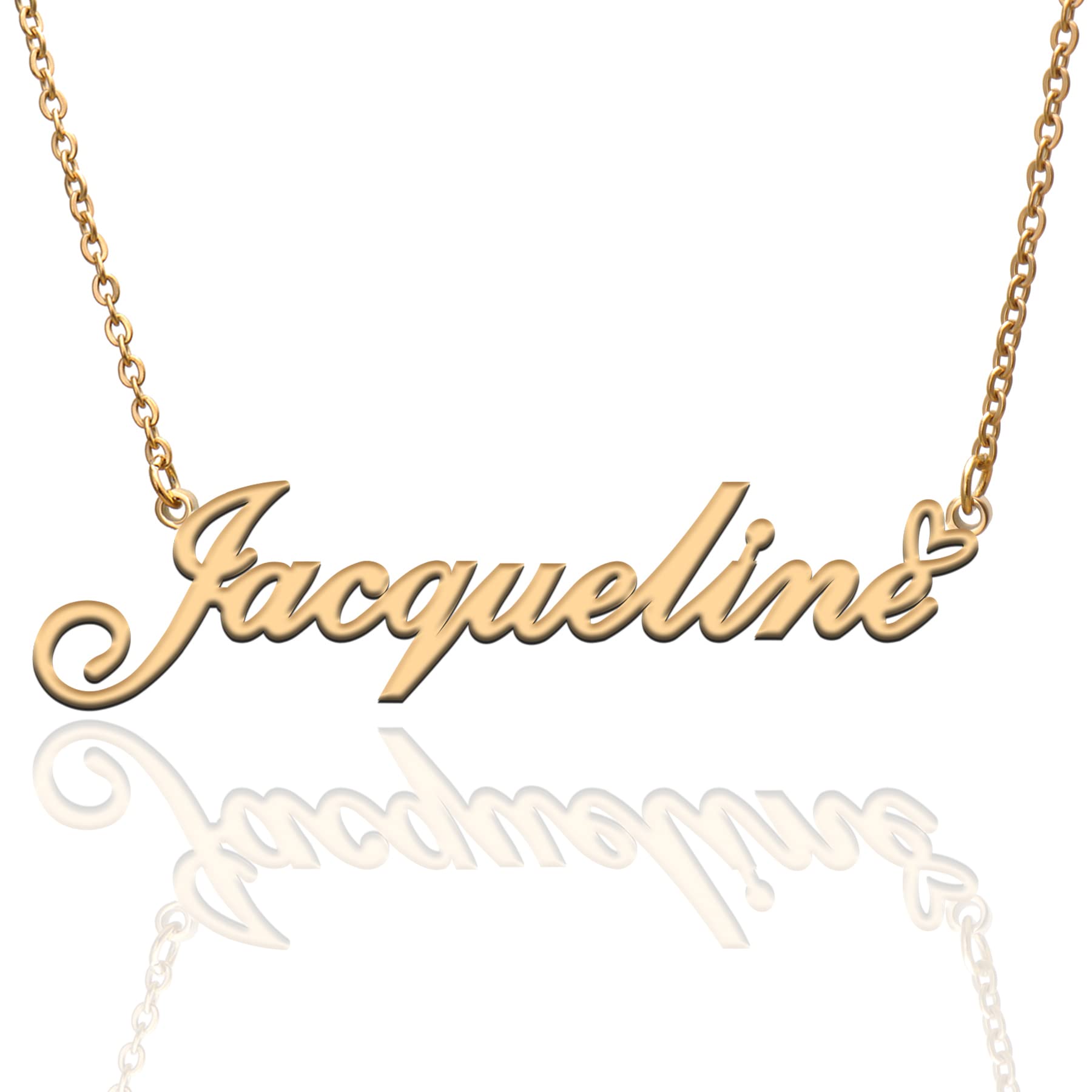 Personalized Name Necklace for Women - Custom Heart Pendant with Your Name - 14K Gold Plated Fashion Jewelry - Perfect Gift for Girlfriend, Mother, Daughter, Wife - Birthday, Christmas, Anniversary, Valentine's Day - Great for Everyday Wear, Date Nights, Special Occasions