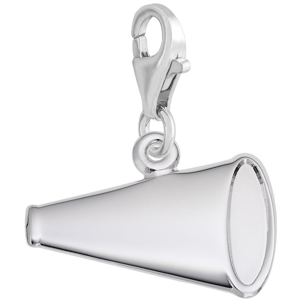 Megaphone Charm with Lobster Claw Clasp - Sterling Silver Jewelry Charm for Bracelets & Necklaces - Perfect for Cheerleading, Sports Events & DIY Jewelry Making