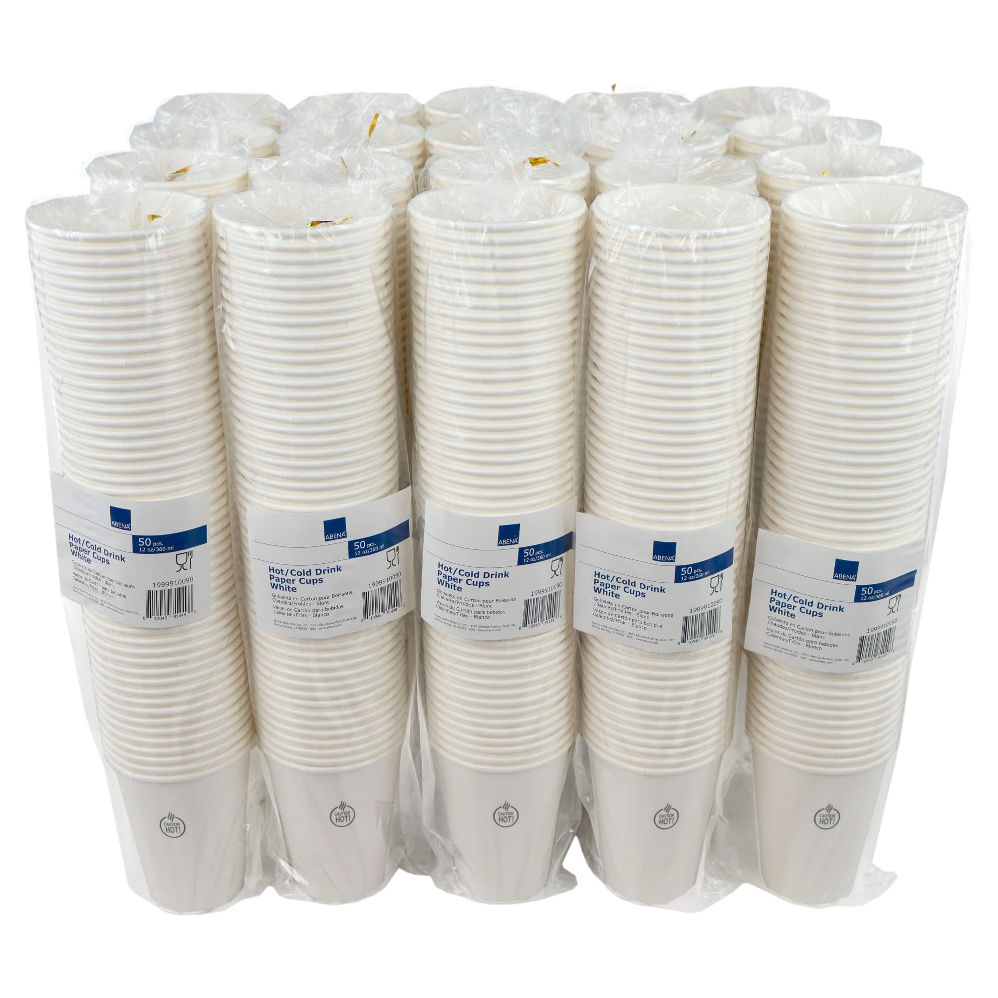 Abena Disposable Paper Coffee Cups 8oz 12oz 16oz - 1000 Pack Hot & Cold Drink Cups for Coffee, Tea, Soda - Perfect for Offices, Cafes, Restaurants, and Events