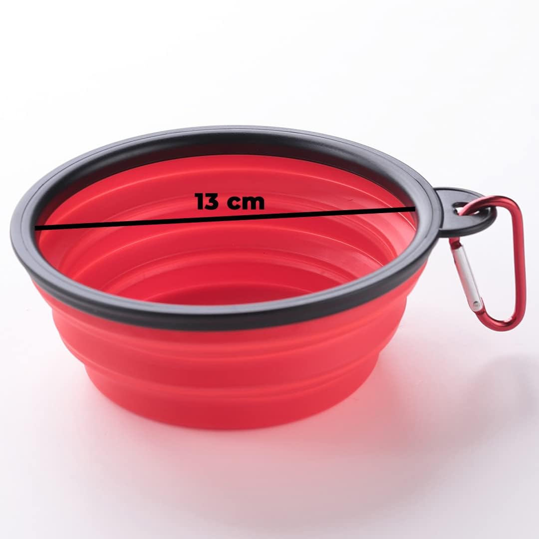 Petvit Collapsible Dog & Cat Bowl - Portable, Durable & Travel-Friendly Pet Food Dish - Reusable Water/Food Bowl for Indoor/Outdoor Use - Perfect for Hiking, Camping & Daily Feeding - Easy Storage Pet Accessories (Red, LS198R)