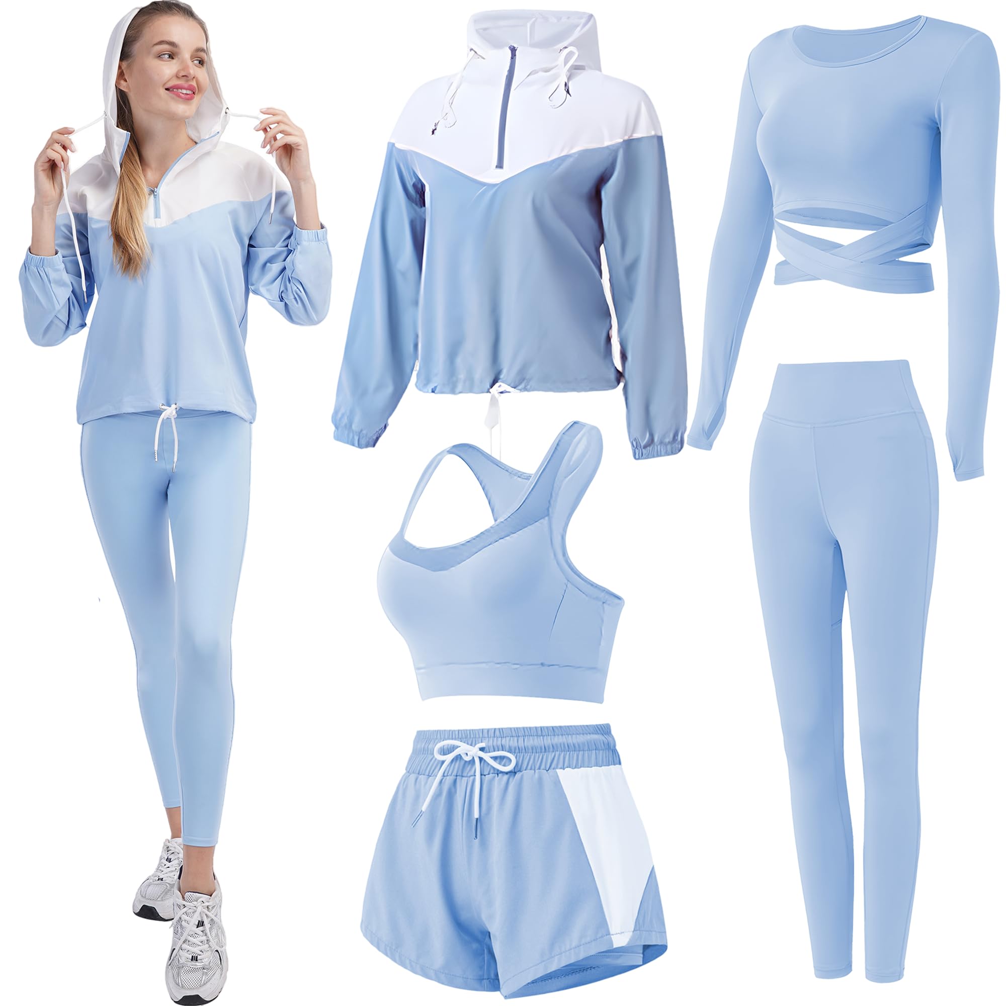 Inmarces 5-Piece Women's Workout Sets - Yoga Outfits, Activewear Tracksuit for Gym, Running & Fitness | Comfortable & Stylish Exercise Clothes for Women