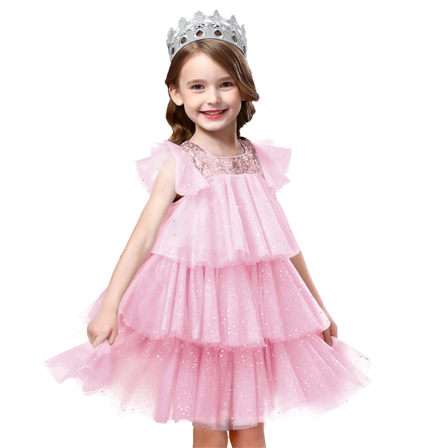 NNJXD Girls Tutu Dress with Tulle Ruffles - Flower Girl Wedding Party Dress for Toddler & Kids - Perfect for Birthday, Pageant, Photo Shoot & Special Occasions