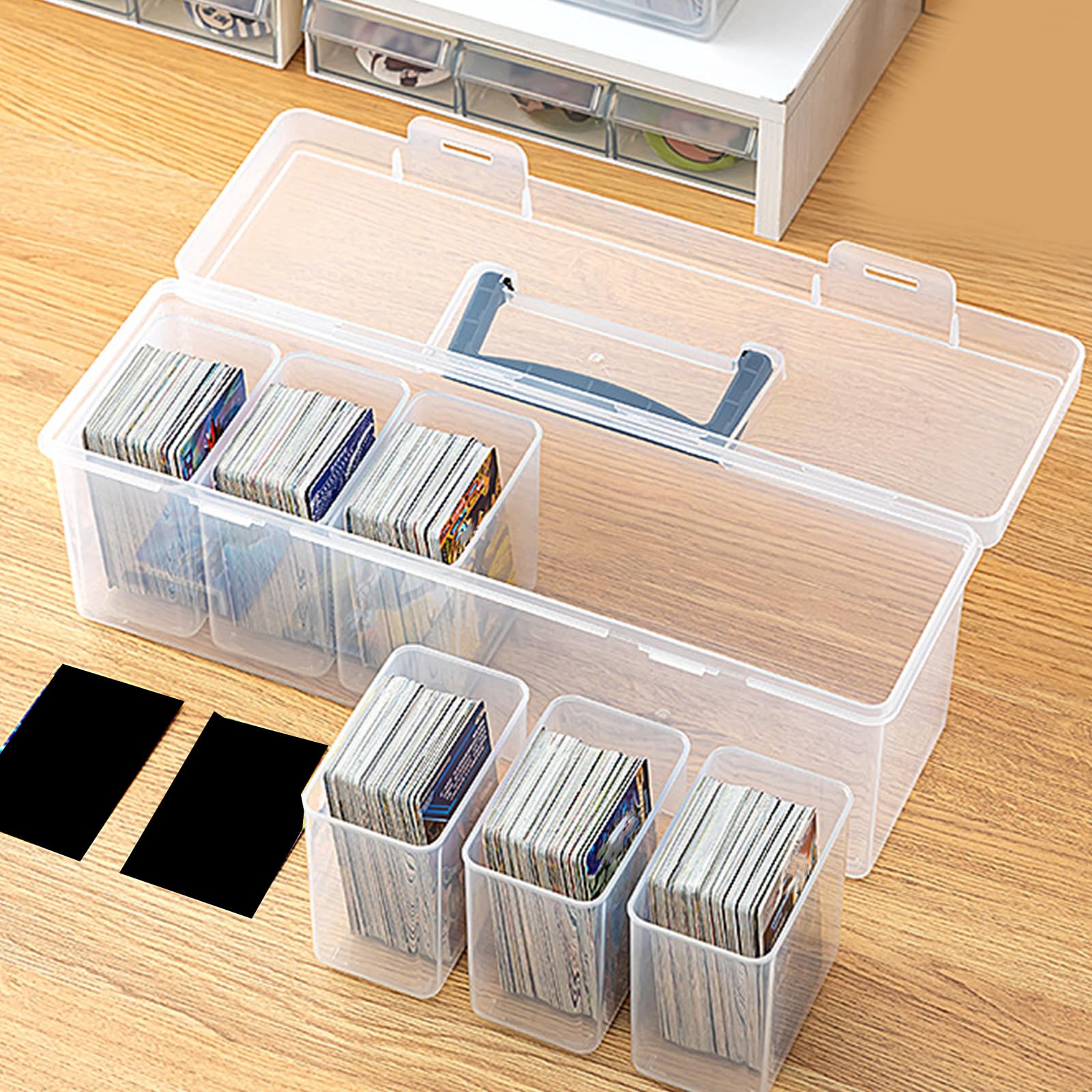HEYXI Acrylic Trading Card Storage Box - Large Capacity Clear Deck Organizer with Separate Compartments | Perfect for MTG, Pokemon, and Yu-Gi-Oh Card Collection & Game Night Organization