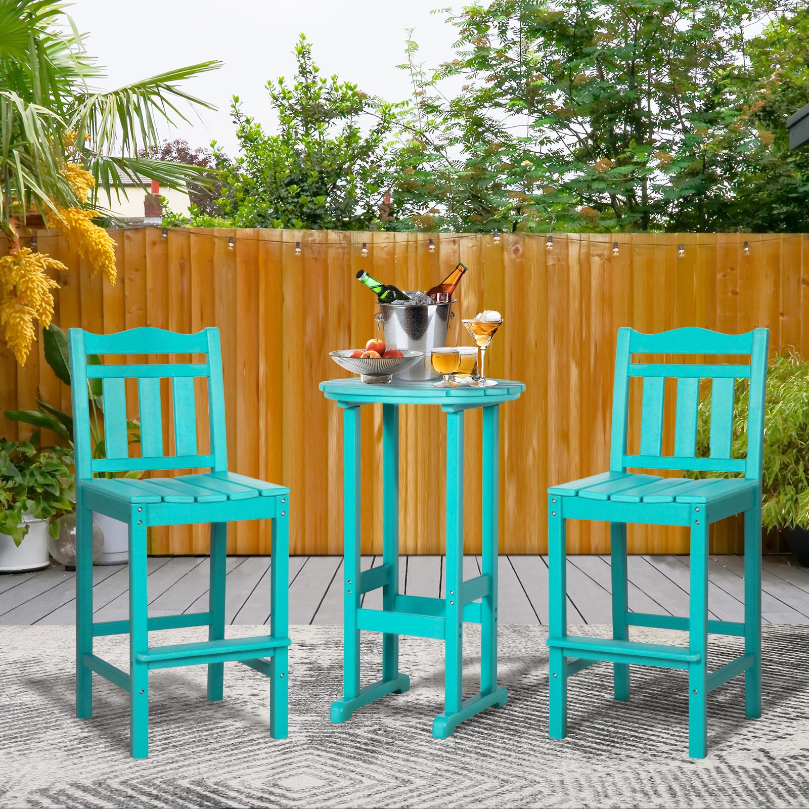 nalone Outdoor Bar Stools Set of 2 - Weather-Resistant HDPE Adirondack Bar Height Chairs for Patio, Deck, Garden & Backyard | Perfect for Poolside, BBQ Parties & Outdoor Entertaining (Aruba Style, Bar Stool Pair)