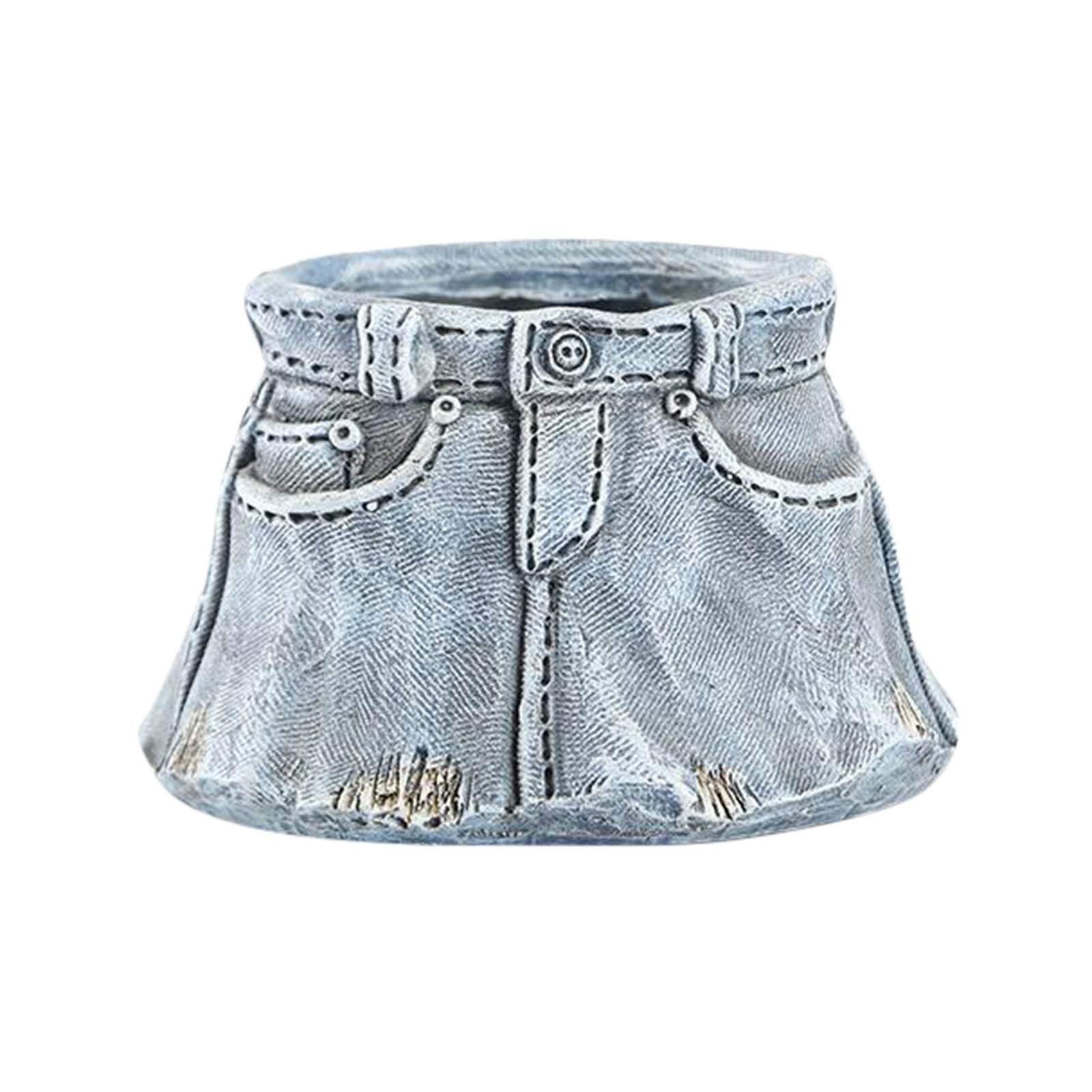DFDGBD Large Solar Garden Statues - Creative Denim Flower Resin Pots for Outdoor Decor, DIY Home Garden Ornaments (Multicolor, One Size) - Perfect for Patio, Yard, and Garden Decoration