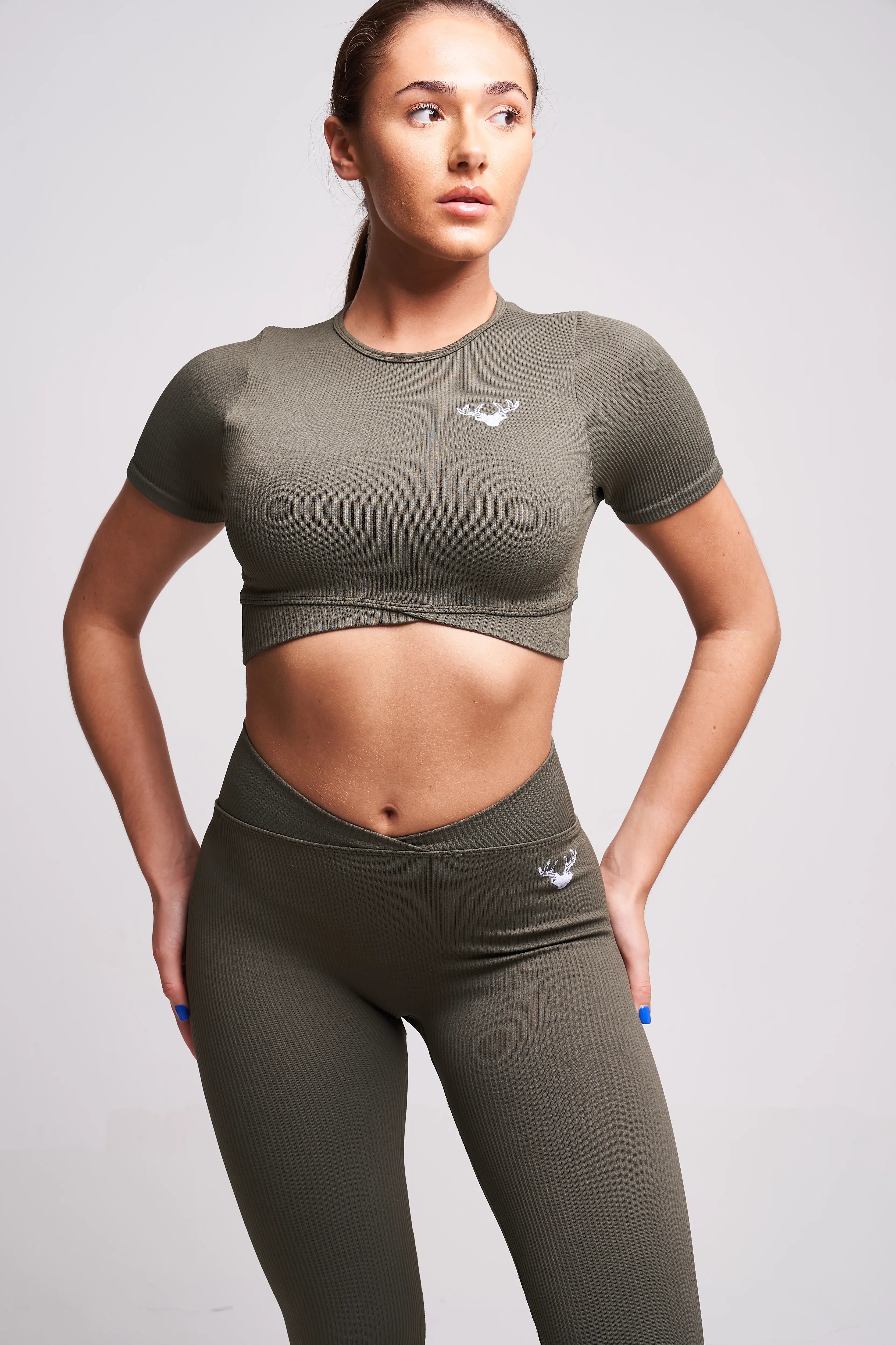 Fina Recycled Rib Cris Cross Crop Top – Petrol | Sustainable Fashion, Women's Workout & Casual Wear | Perfect for Yoga, Gym & Street Style
