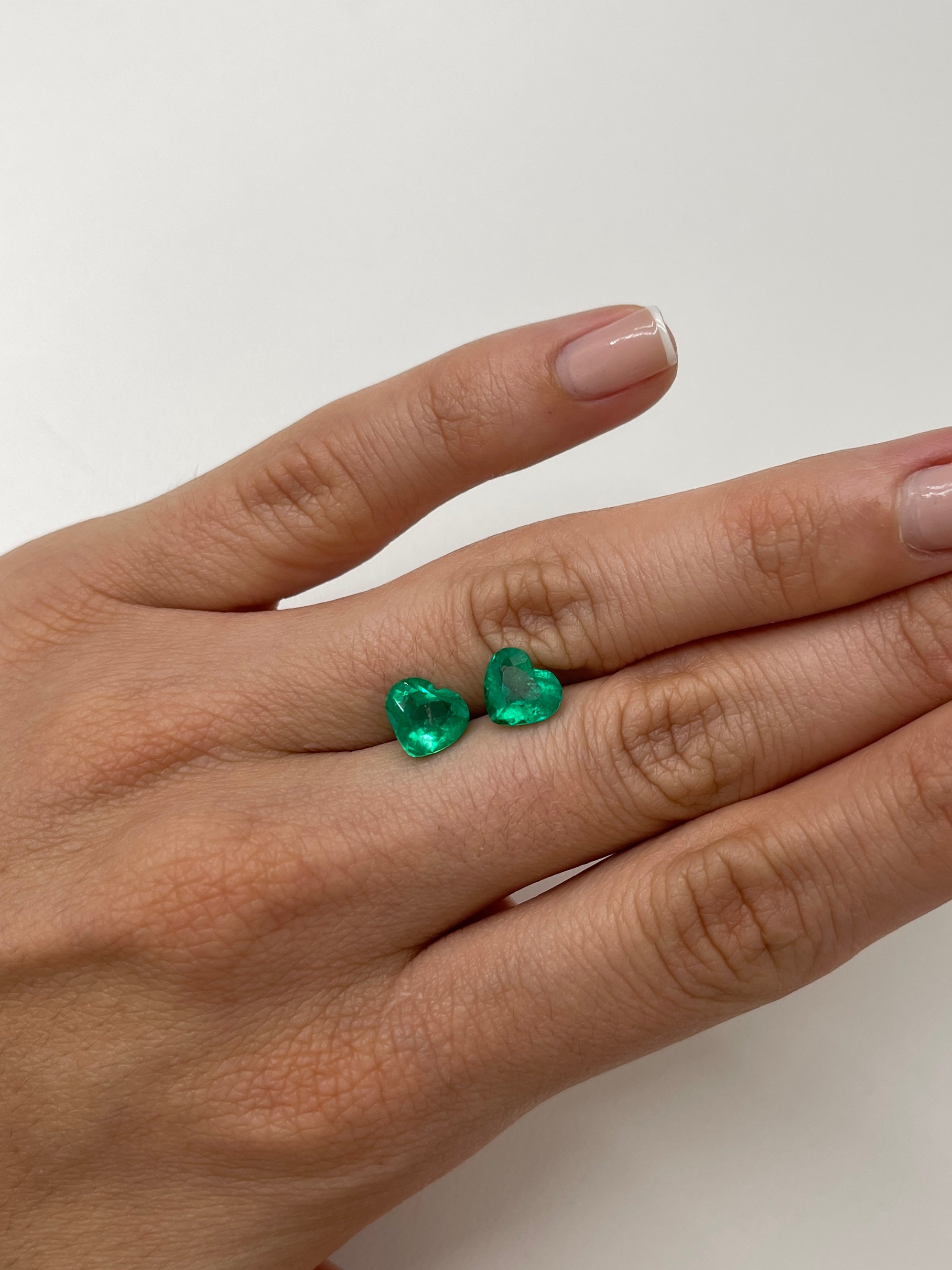 3.48tcw 8x9 Matching Emerald Hearts - Vivid Muzo Green Natural Colombian Emeralds for Engagement Rings & Anniversary Gifts