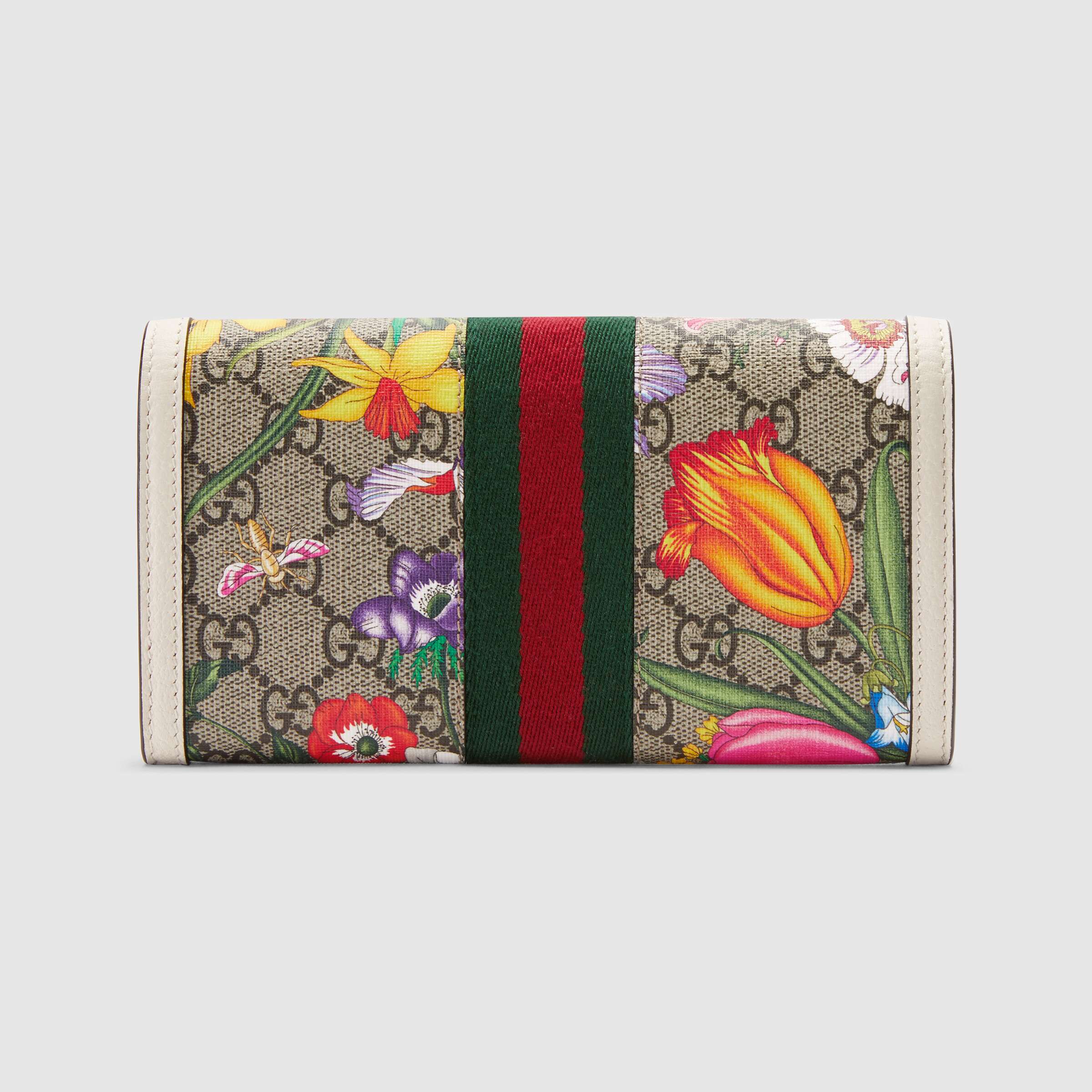 Gucci Ophidia GG Flora Continental Wallet in White - Luxury Designer Wallet for Women - Perfect for Everyday Use, Travel & Special Occasions
