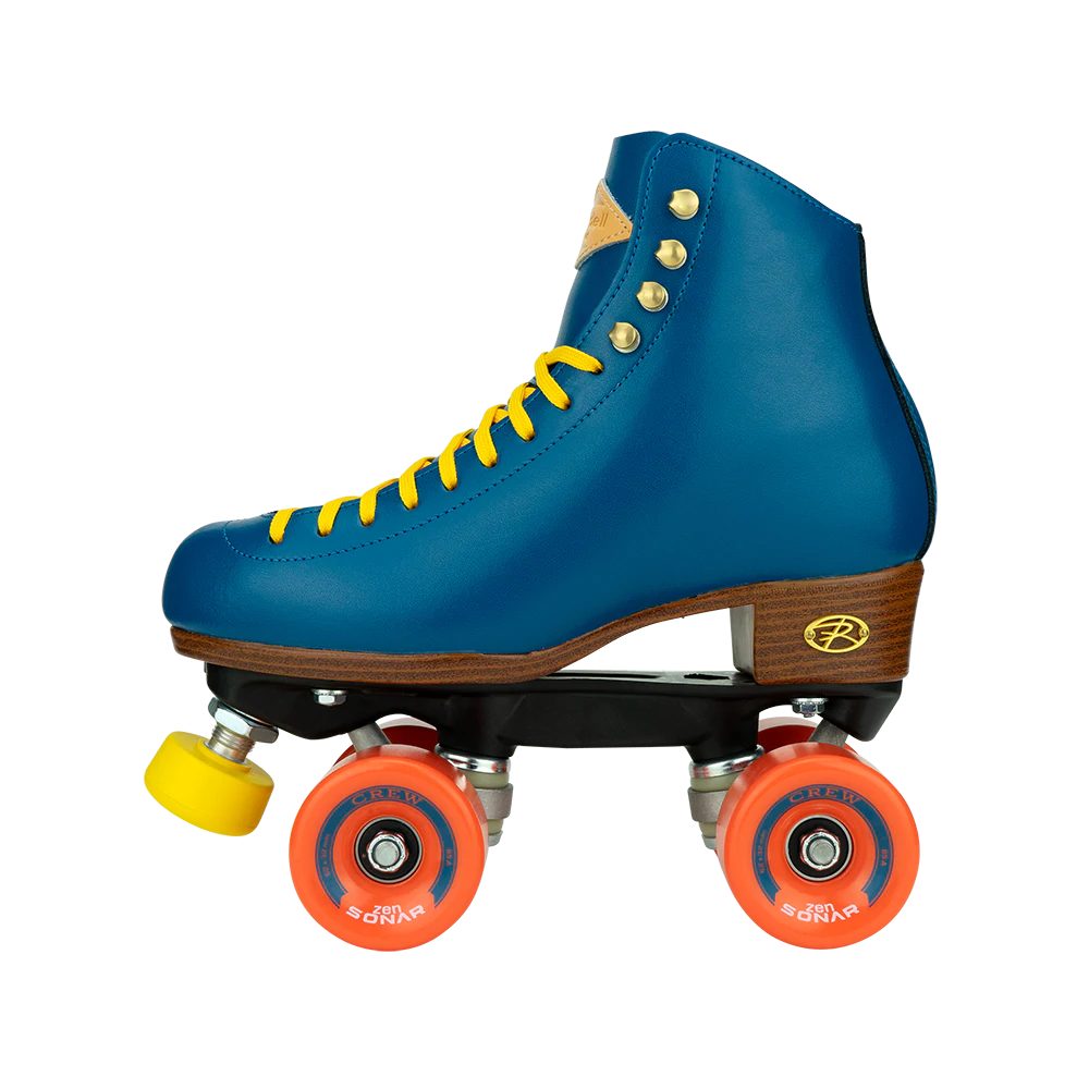 Riedell Crew Roller Skates for Women & Men - Ocean Blue Outdoor/Indoor Quad Skates with Comfortable Padding - Perfect for Rink, Park, Street Skating and Roller Derby