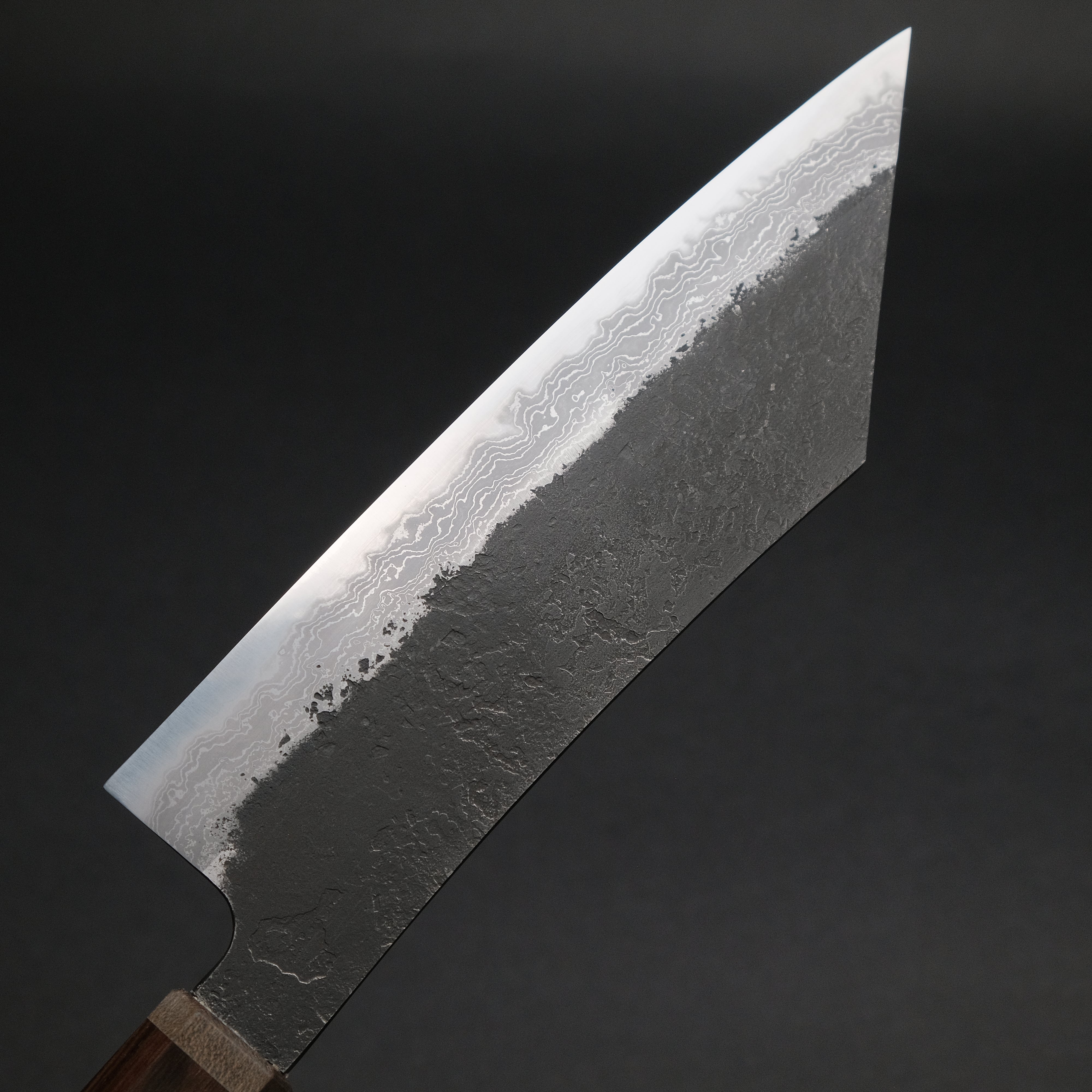 Premium Ajikataya White #2 Nashiji Damascus Hakata 180mm Chef Knife with Ebony & Stabilized Wood Handle (#56) - Perfect for Sushi, Meat Slicing & Professional Kitchen Use