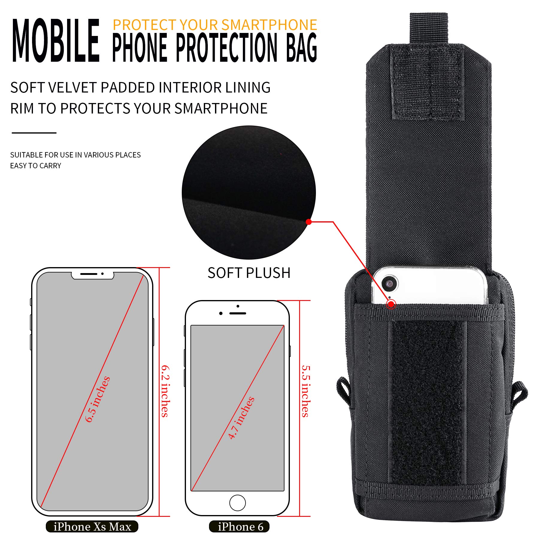 IronSeals Tactical MOLLE Waist Bag - Durable Phone Pouch for iPhone 16 Pro Max/16 Pro/15 Pro Max/14 Pro Max/13 Pro Max/12/11 Pro - Perfect for Hiking, Camping & Outdoor Adventures