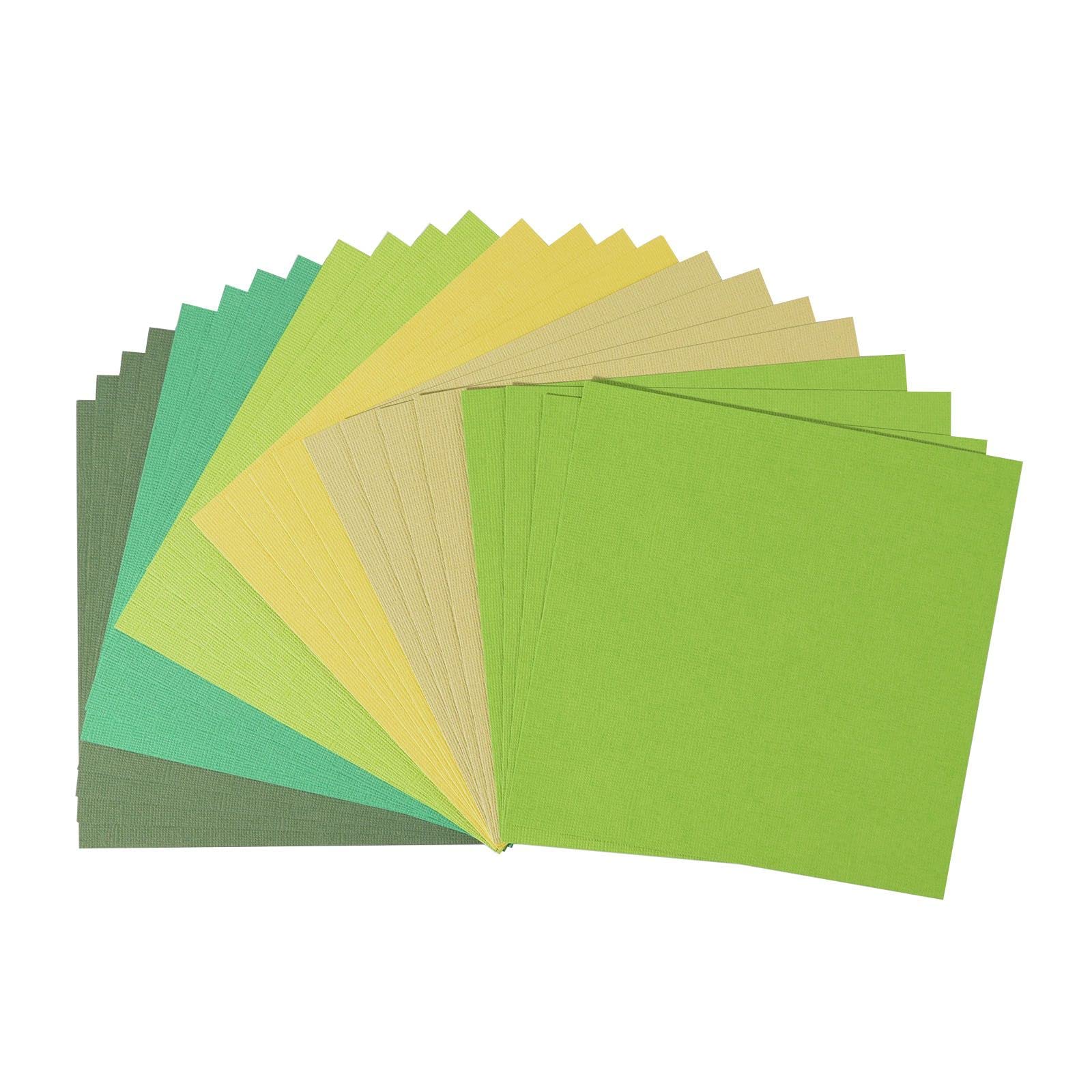 Vaessen Creative Scrapbook Cardstock Paper - 15x15x0.8 cm Canvas Texture Green Paper for DIY Crafts, Scrapbooking, Card Making & Home Decor Projects