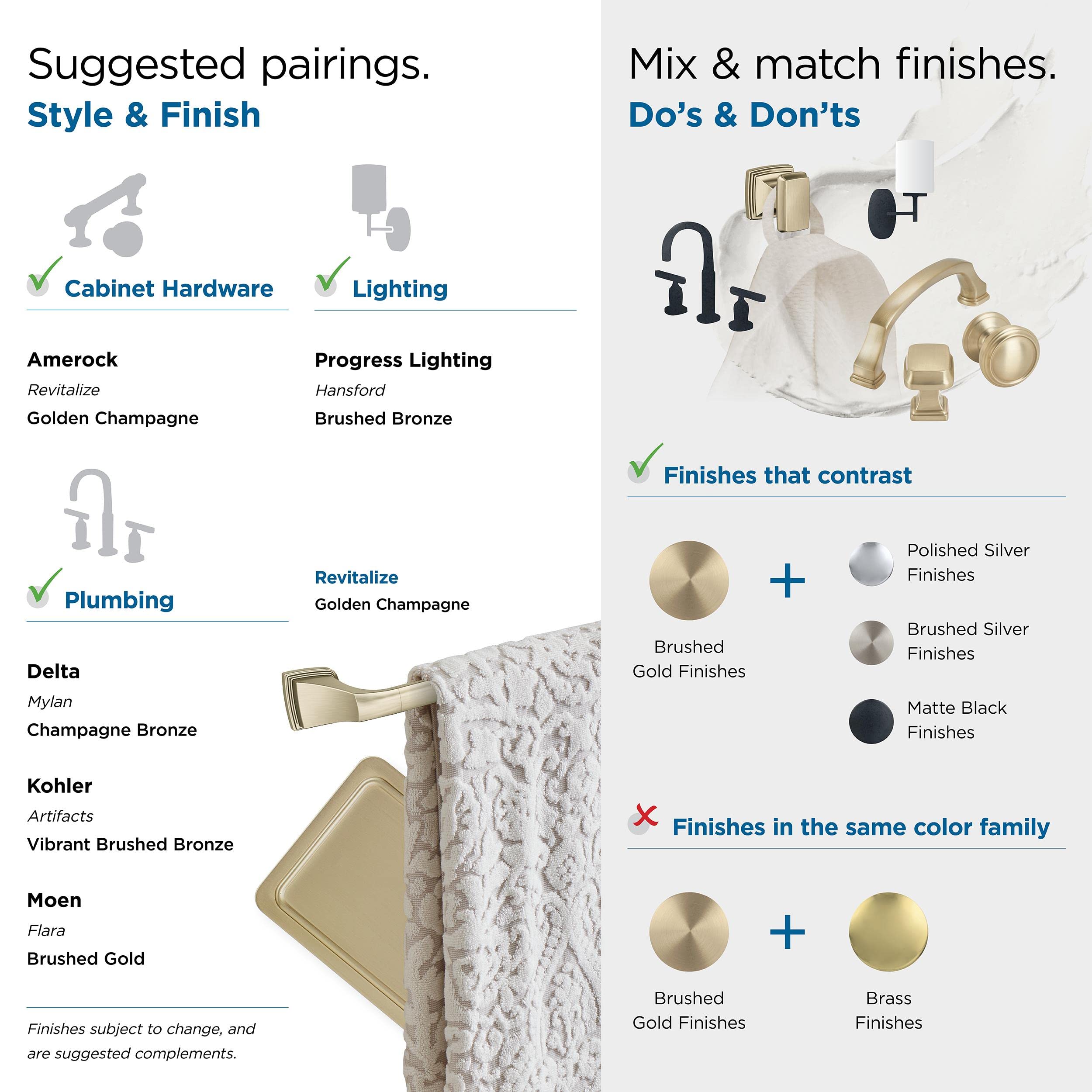 Amerock BH36030BBZ Golden Champagne Single Robe Hook - 2-1/8 Inch (54mm) Bathroom Towel Holder - Elegant Bathroom Hardware & Accessories for Hanging Robes, Towels & Bathroom Essentials