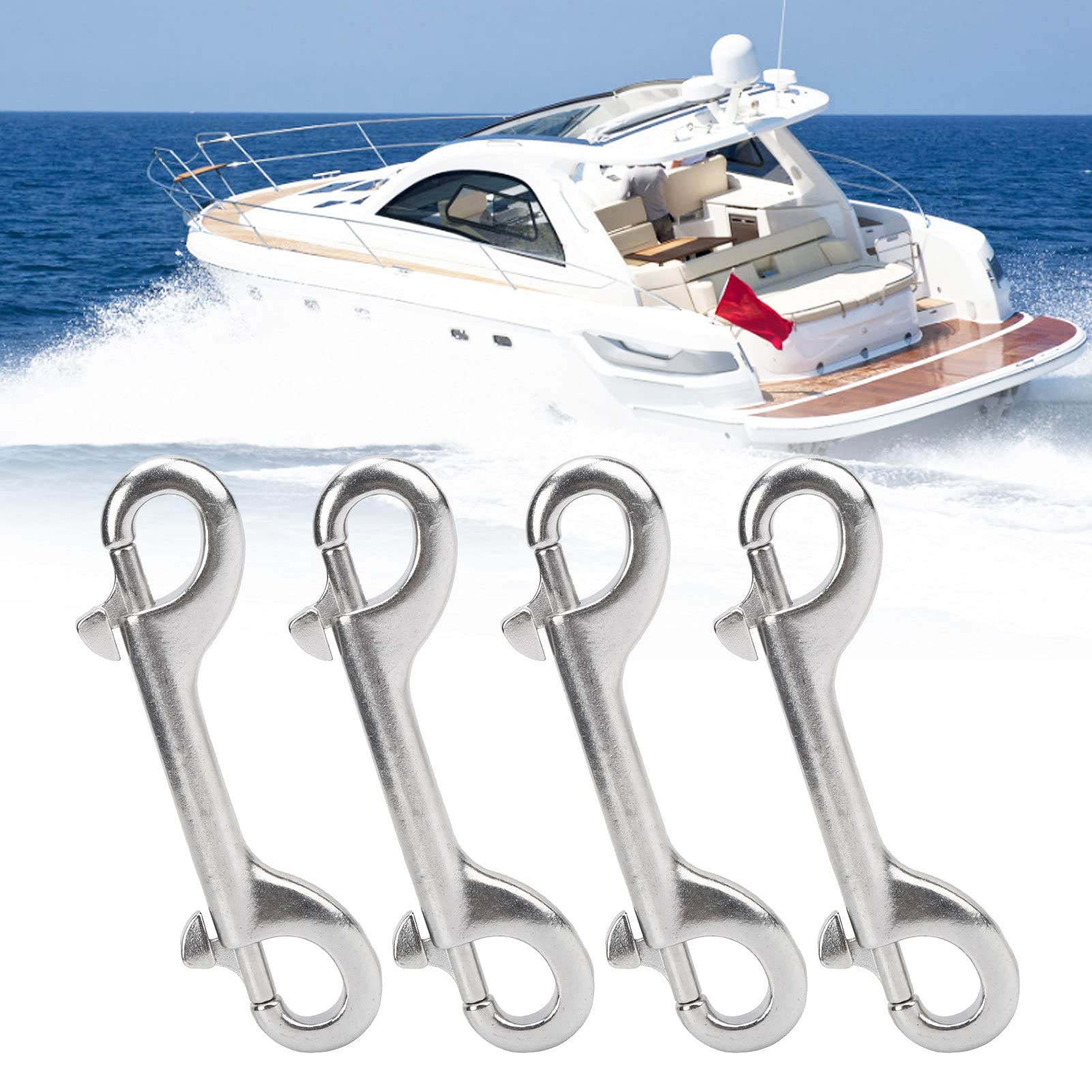Stainless Steel Double Ended Bolt Snap Hooks - Heavy Duty Diving Clips for Scuba Gear, Pet Feed Buckets, Hammocks & Horse Tack | Marine & Outdoor Use