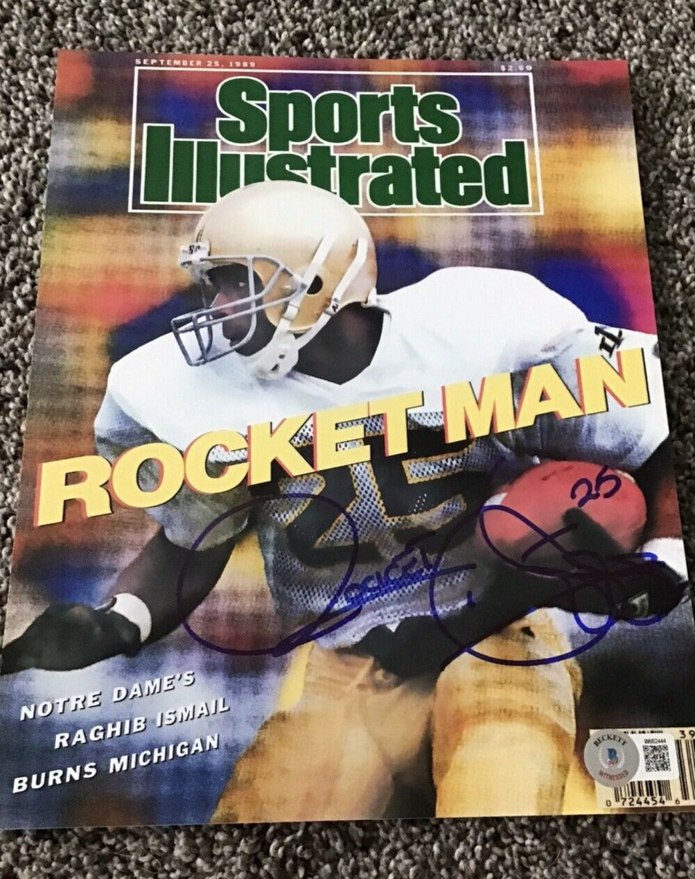 Raghib 'Rocket' Ismail Autographed Notre Dame Fighting Irish Signed 8x10 Sports Illustrated Photo - Perfect for Football Memorabilia Collectors and Notre Dame Fans Display
