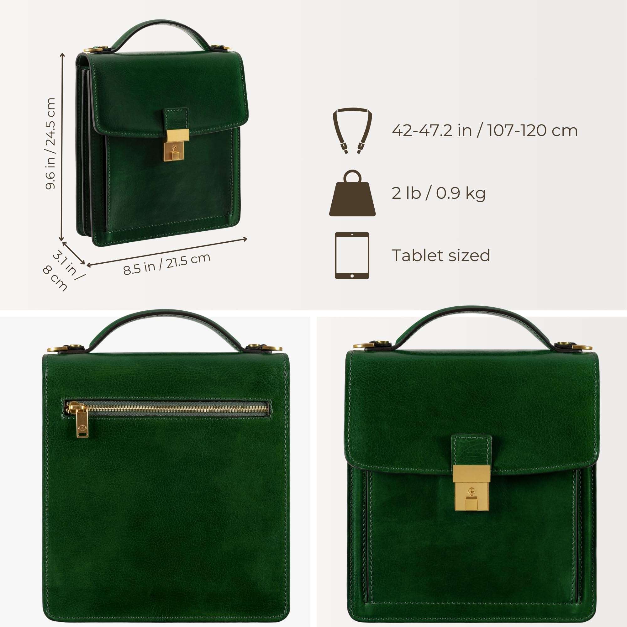 Premium Italian Leather Messenger Bag for Men - Durable Crossbody Briefcase with Time Resistance - Gift Box Included - Perfect for Business, Travel & Daily Commute