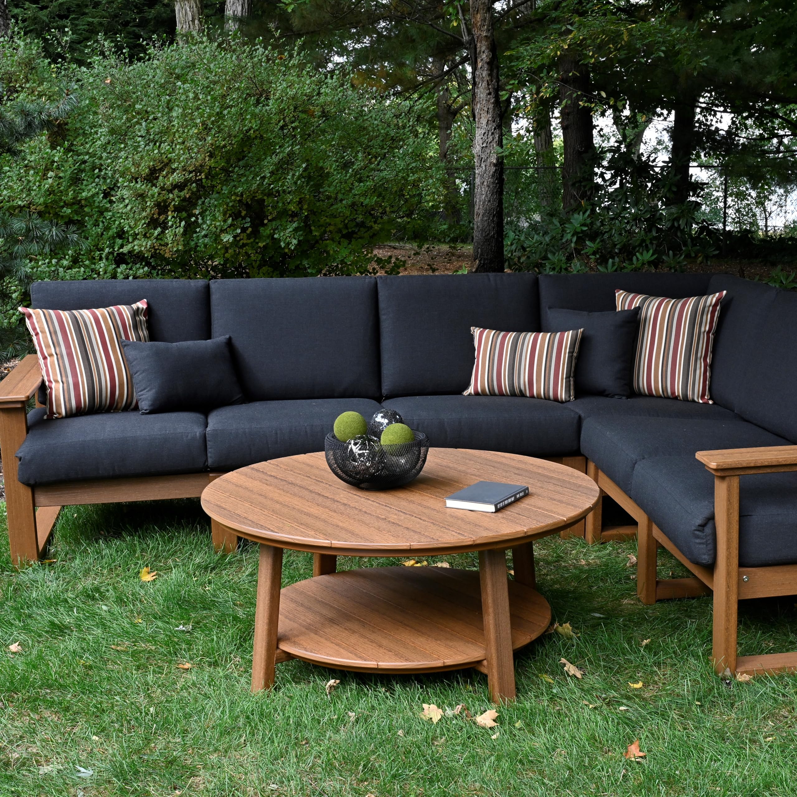 Premium Poly Lumber Outdoor Conversation Table - Antique Mahogany Finish - Weather-Resistant Patio Furniture for Garden, Deck & Poolside Gatherings