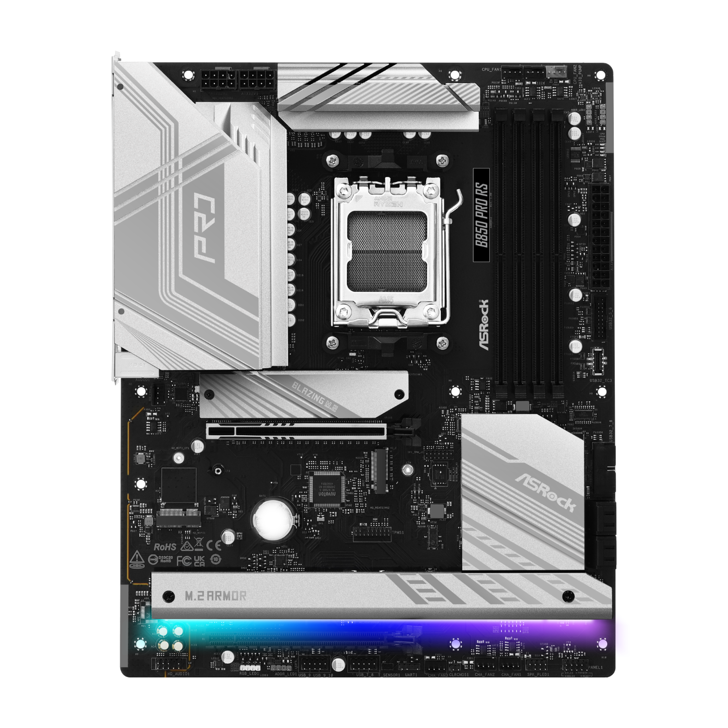 ASRock B850 Pro RS AMD Ryzen AM5 DDR5 ATX Gaming Motherboard - Supports Ryzen 7000 Series, PCIe 5.0, USB 3.2 Gen2 - Perfect for PC Gaming, Streaming & Content Creation