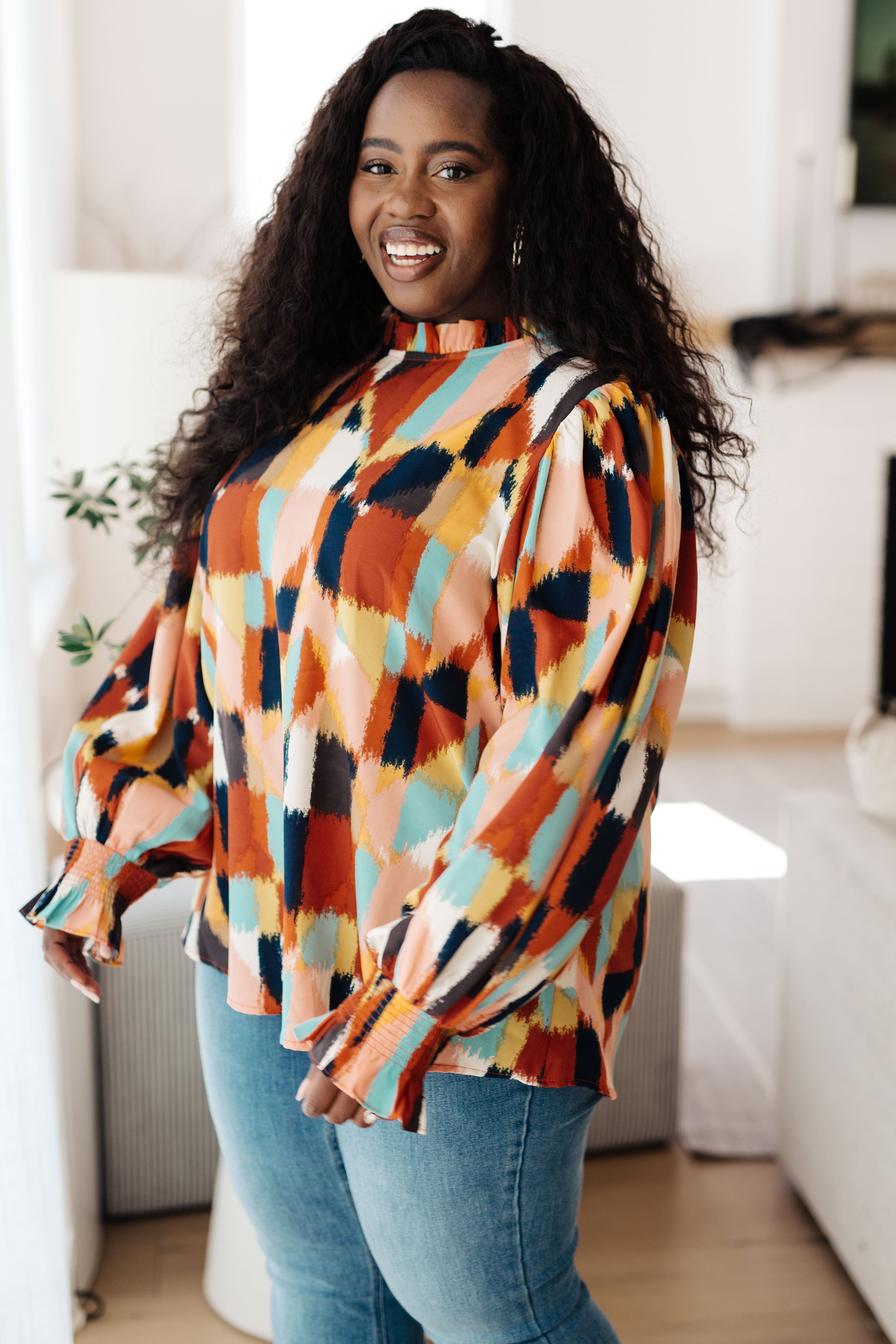 Stylish Call It What It Is Mod Print Blouse - Trendy 60s Inspired Top for Women | Perfect for Casual Outings, Office Wear & Retro-Themed Parties