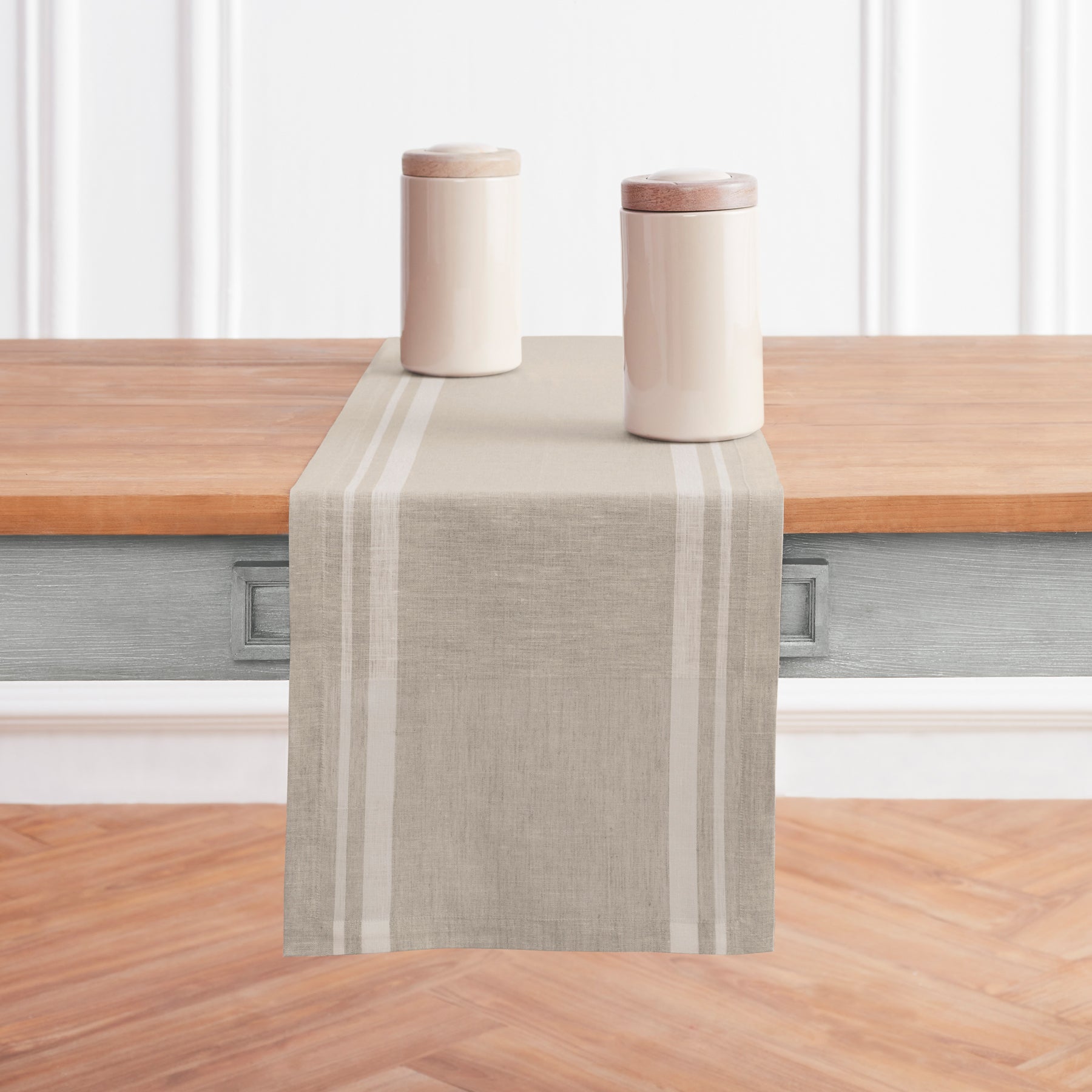 French Striped Table Runner - Elegant Dining Decor for Weddings, Parties & Home Decor | Cotton Linen Tablecloth for Farmhouse & Rustic Style
