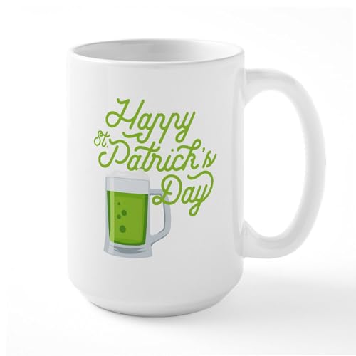 White - Happy St Patrick's Day 15 Oz Ceramic Large Mug