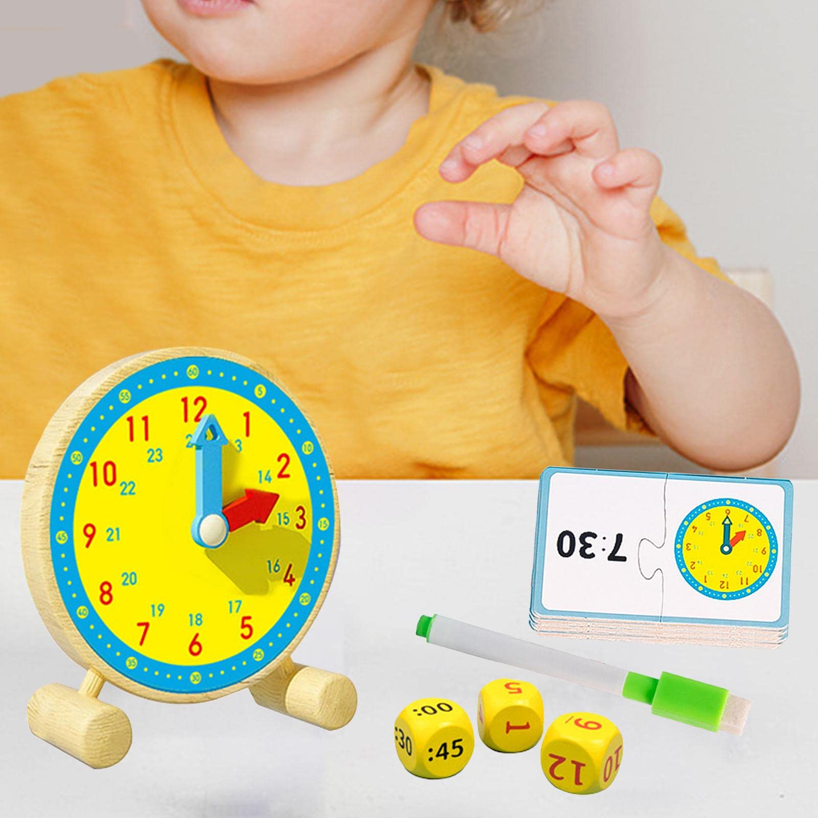 Wooden Educational Clock Toy - Learning Time Puzzle for Toddlers & Kids - Perfect for Preschool Classroom, Homeschooling, and Early Childhood Development