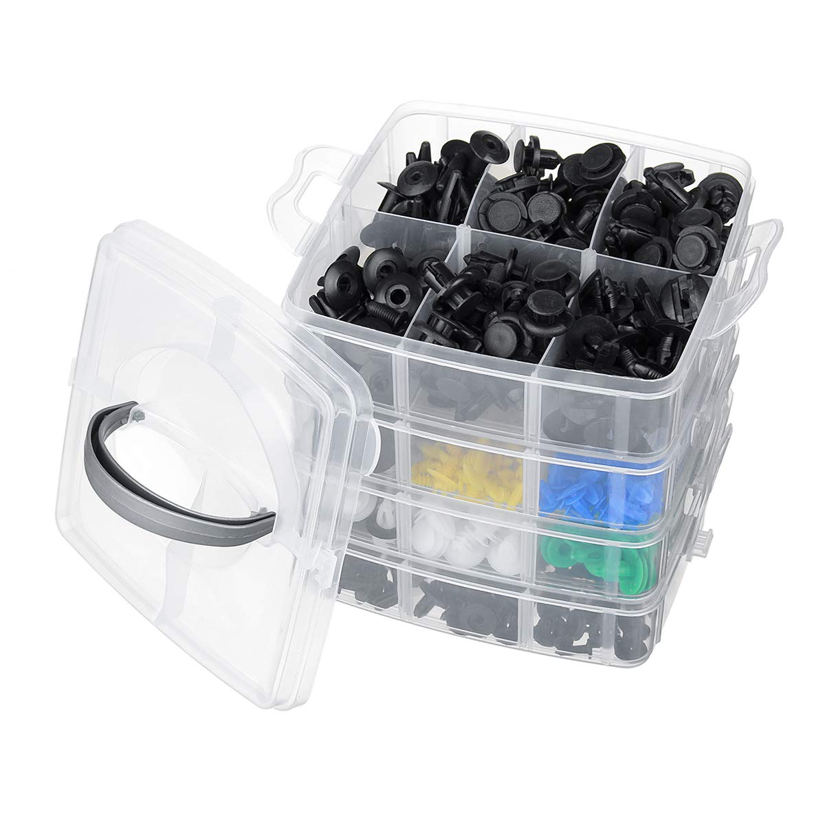 YONGYAO 620-Piece 24-Types Plastic Car Body Push Pin Rivet Fasteners Kit with Screwdriver - Auto Molding Trim Strip Clips for Car Door Panel, Bumper, Fender Repair & DIY Installation