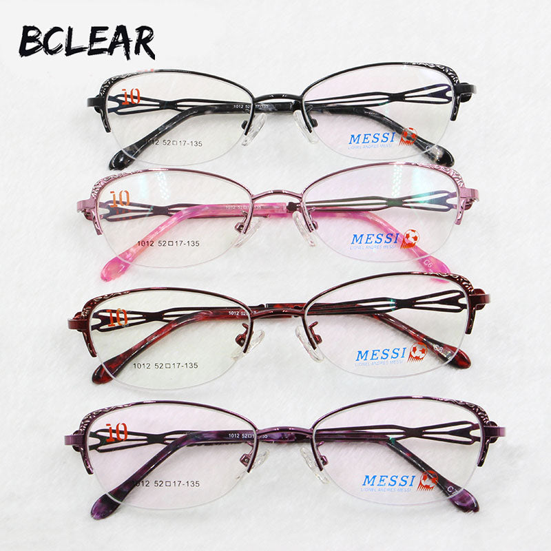 Bclear Women's Cat Eye Glasses - Half Frame Metal Alloy Eyeglasses for Women - Stylish Retro 1012 Eyewear for Work, Reading & Fashion Accessories