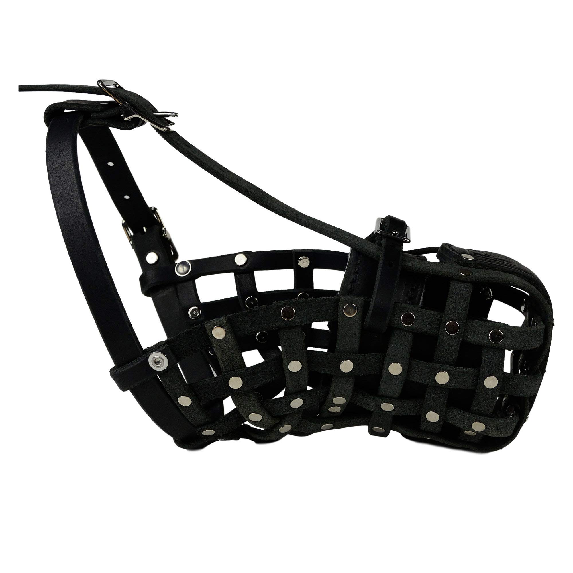 European Leather Basket Dog Muzzle (X-Large) - Breathable Comfort for Large Breed Dogs - Perfect for Training, Grooming & Outdoor Activities
