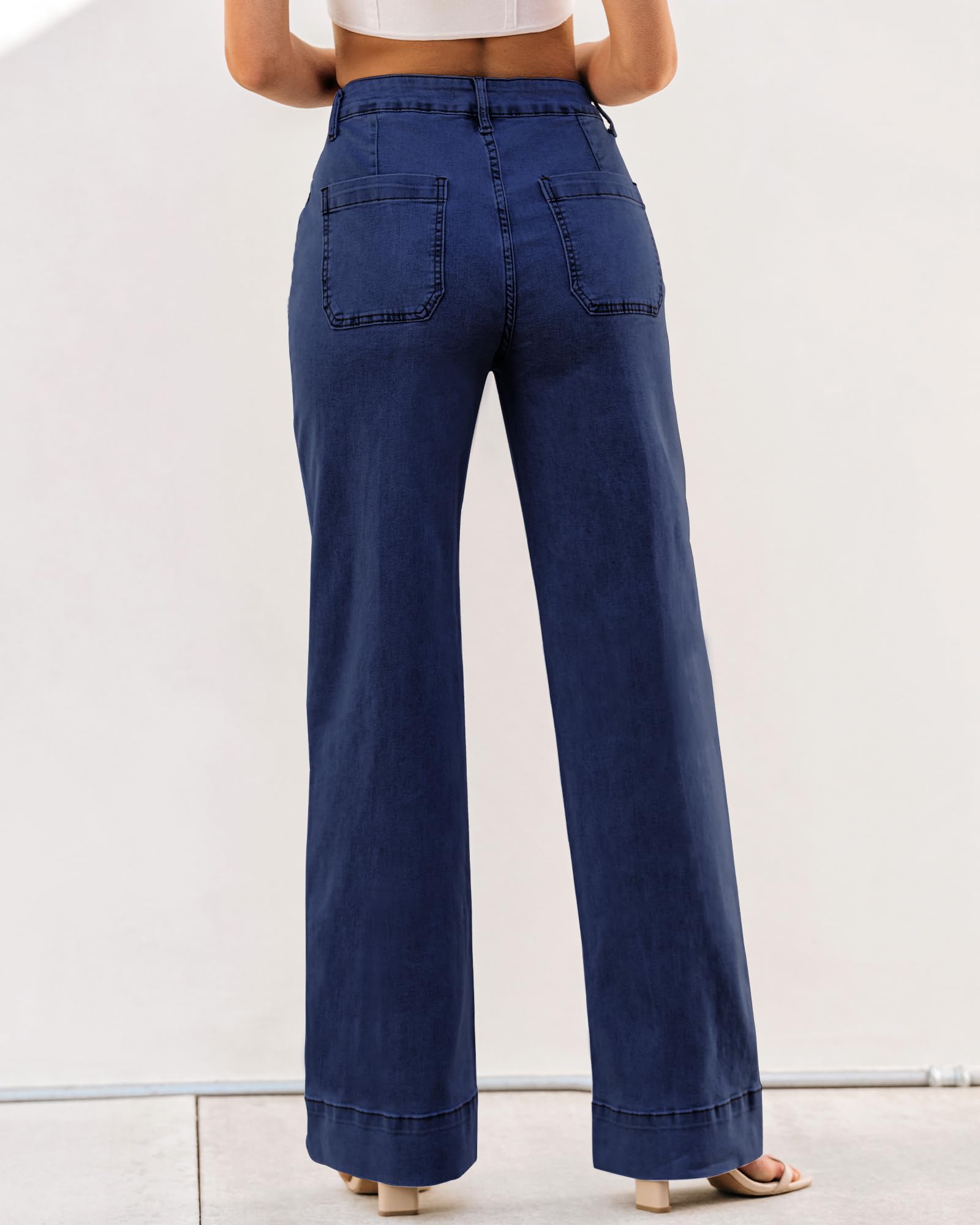 Luvamia Women's Wide Leg Jeans - Trendy High Waist Straight Leg Baggy Stretchy Denim Pants for Casual Outfits & Everyday Wear