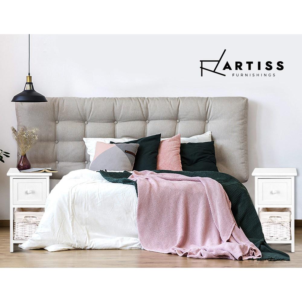 2-Pack White Rustic Nightstands - Solid Wood Bedside Tables for Bedroom, Living Room, or Office - Perfect for Storage & Decor