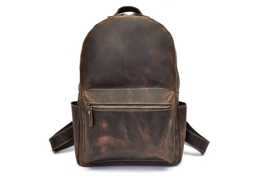 Stylish Women's & Men's Genuine Leather Laptop Backpack - Professional Work Bag for Office, College & Travel - 15.6 Inch Laptop Compartment with USB Charging Port