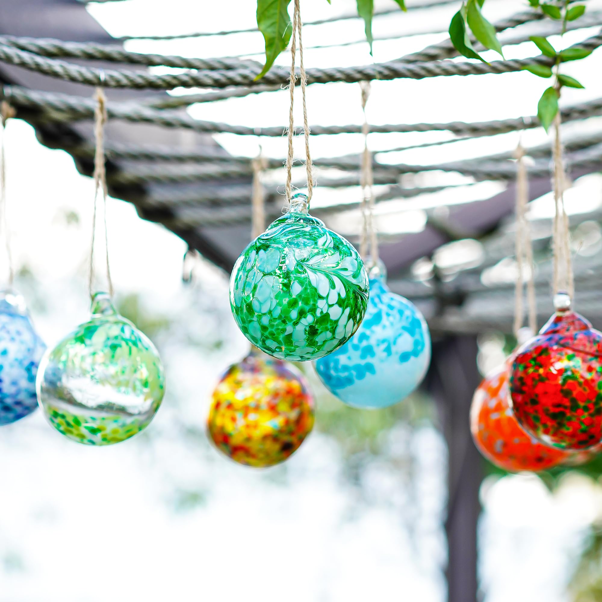 Set of 12 Hand-Blown Glass Ornaments - Hanging Gazing Balls & Witches Balls for Outdoor Patio, Garden, and Yard Decor | Perfect for Christmas, Halloween, and Year-Round Home Decoration