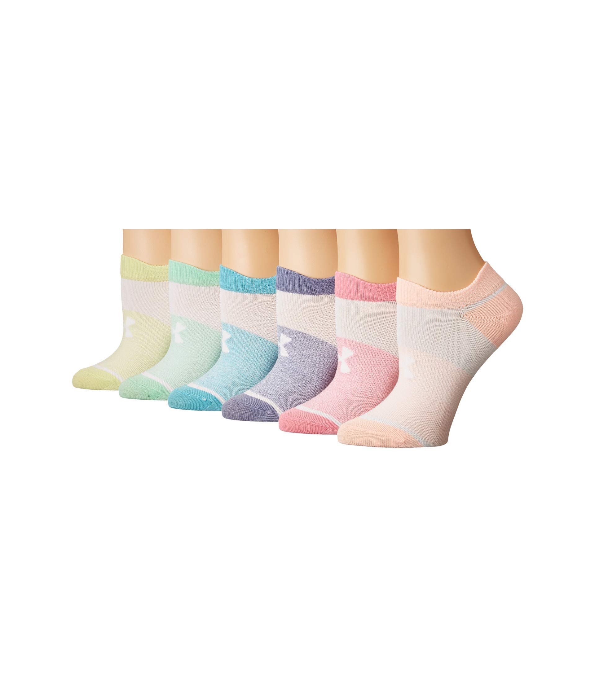Under Armour Girl's Essential No Show Socks 6 Pack - Breathable Athletic Socks for Running, Sports & Everyday Wear - Comfortable Low Cut Socks for Kids & Teens