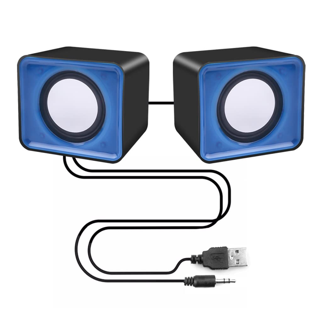 KUQIZ USB 2.0 Computer Speakers with 3.5mm Audio Jack - Stereo Sound for Desktop PC, Laptop, Notebook - Perfect for Home Office, Gaming & Multimedia Entertainment