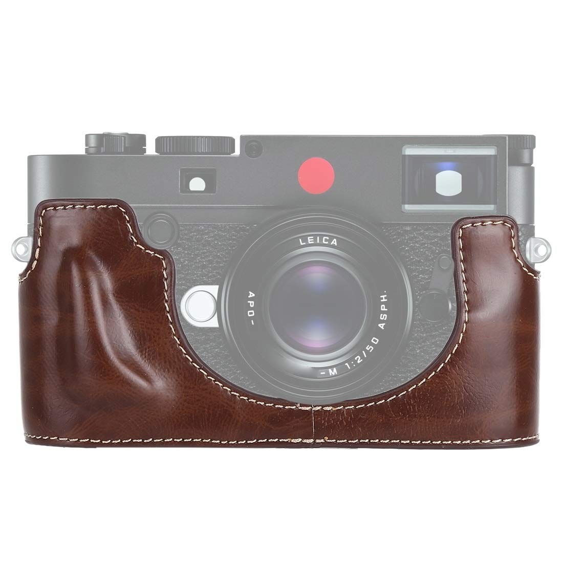 Premium PU Leather Camera Half Case with 1/4 Inch Thread for Leica M10 - Coffee | Durable Protection for Travel & Street Photography