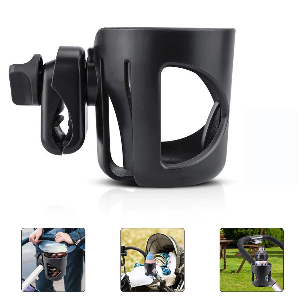 **Yisscen Universal Adjustable Stroller Cup Holder with 2 Clips & 1 Hook - Perfect for Pushchairs, Bikes, Wheelchairs - Ideal for Parents, Commuters & Outdoor Activities**