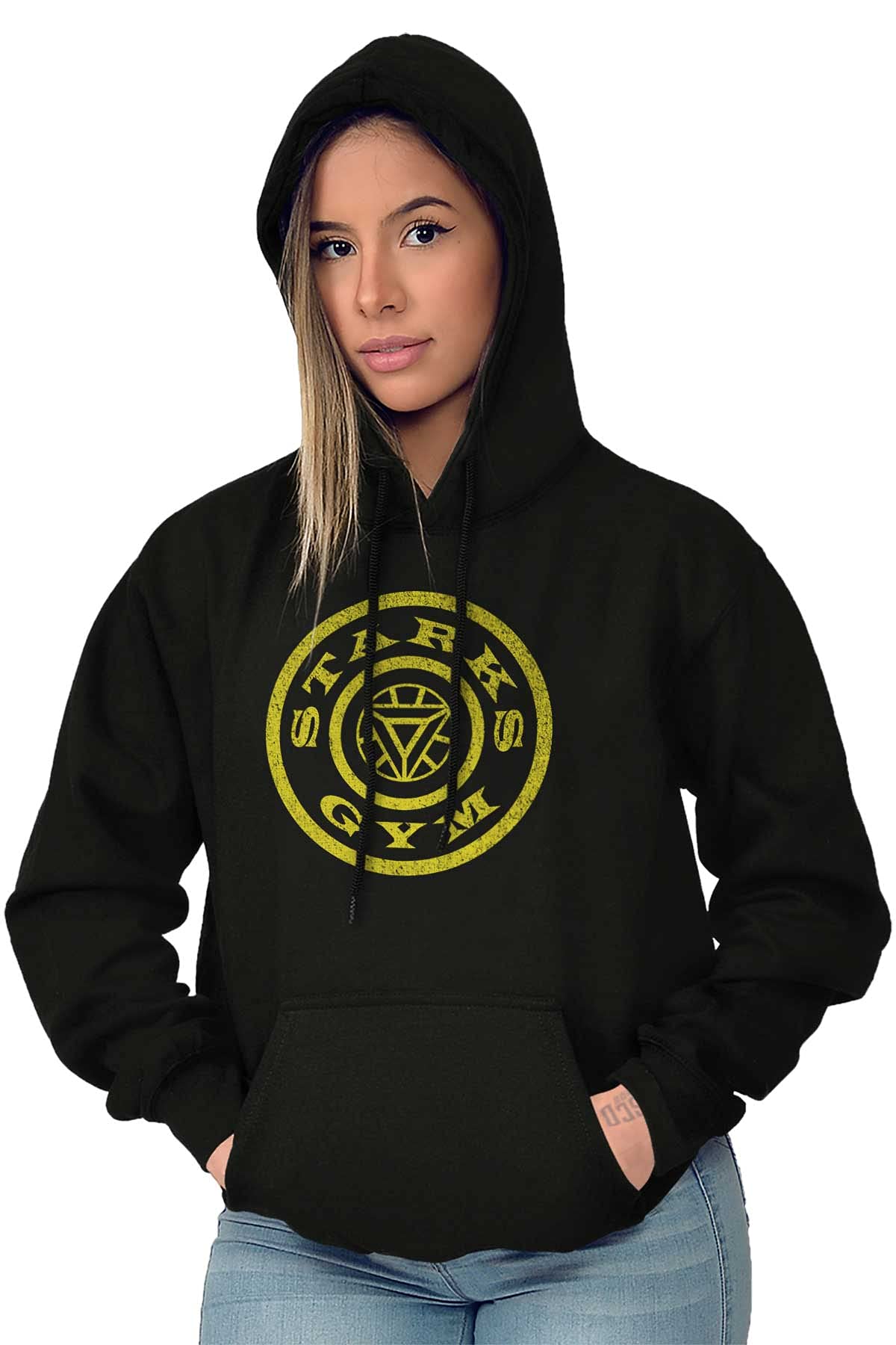 Brisco Brands Iron Hero Funny Nerd Workout Gym Geek Hoodie Sweatshirt for Women & Men - Perfect for Gym, Cosplay & Comic Conventions